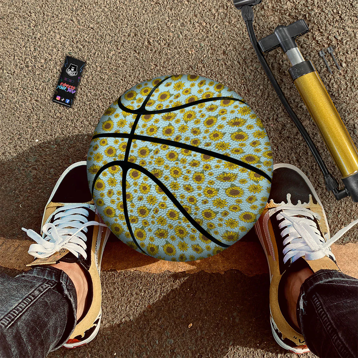 Sunflower Doodle Print Pattern Basketball - Image 2