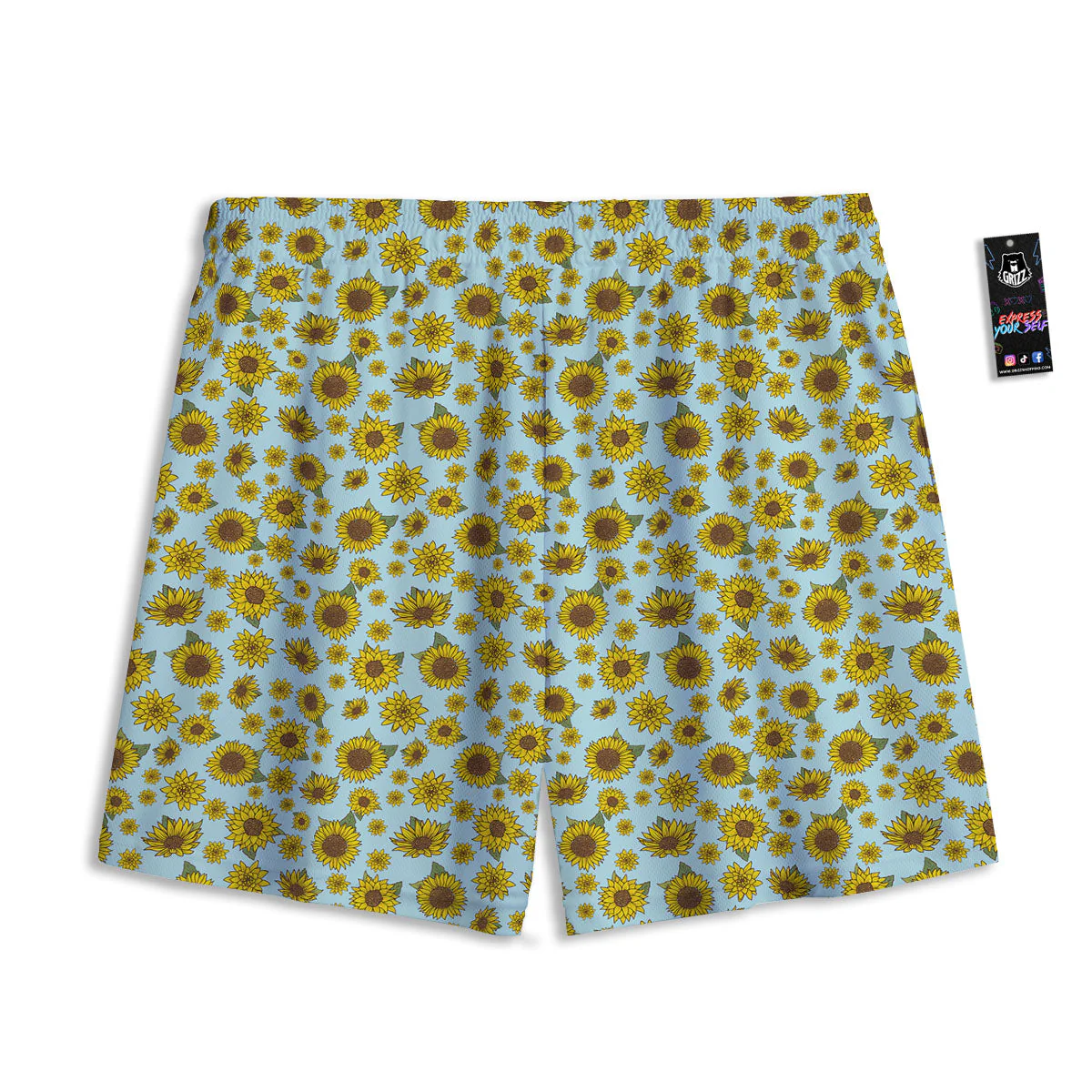 Sunflower Doodle Print Pattern Mesh Shorts - Image 2