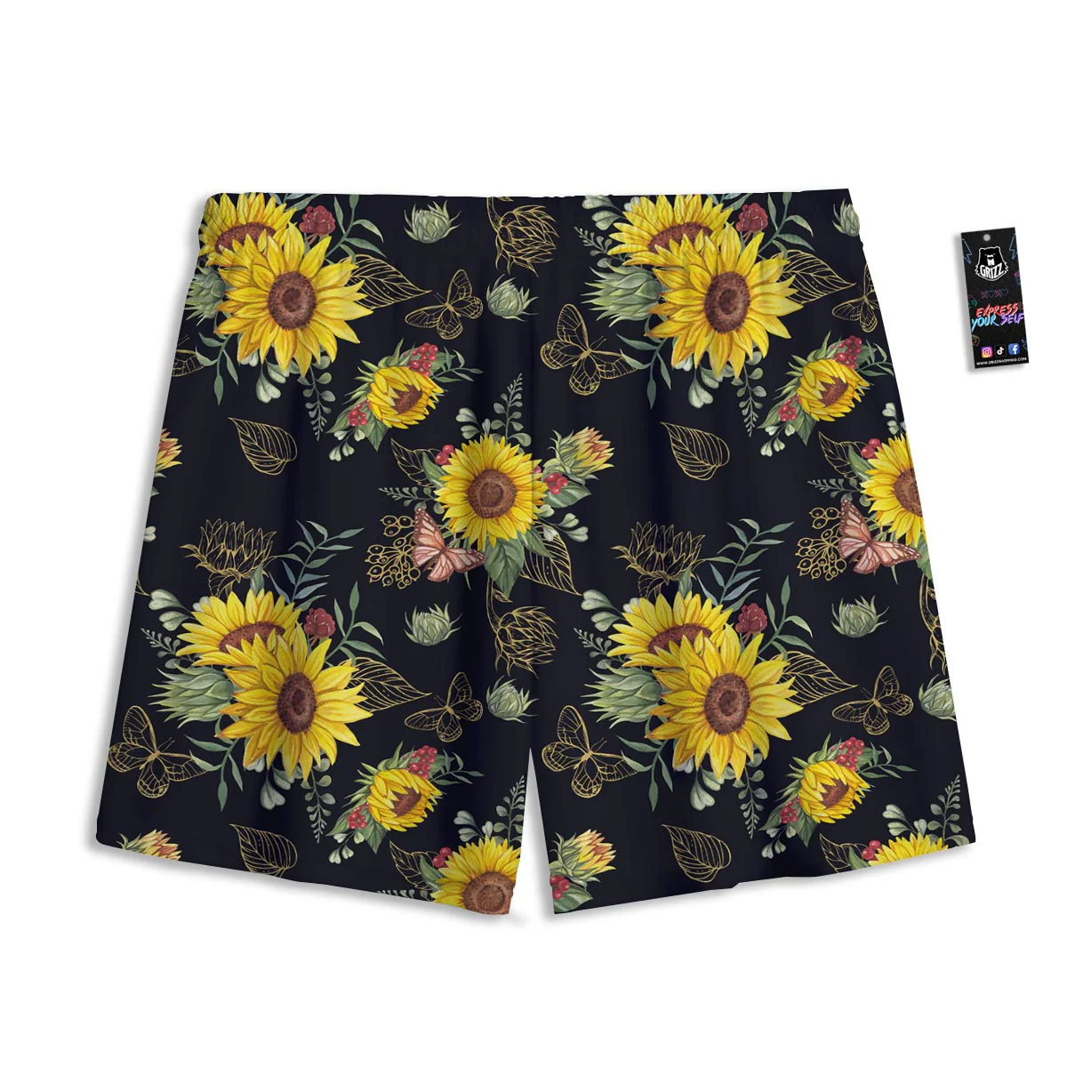 Sunflower Field Print Pattern Mesh Shorts - Image 2