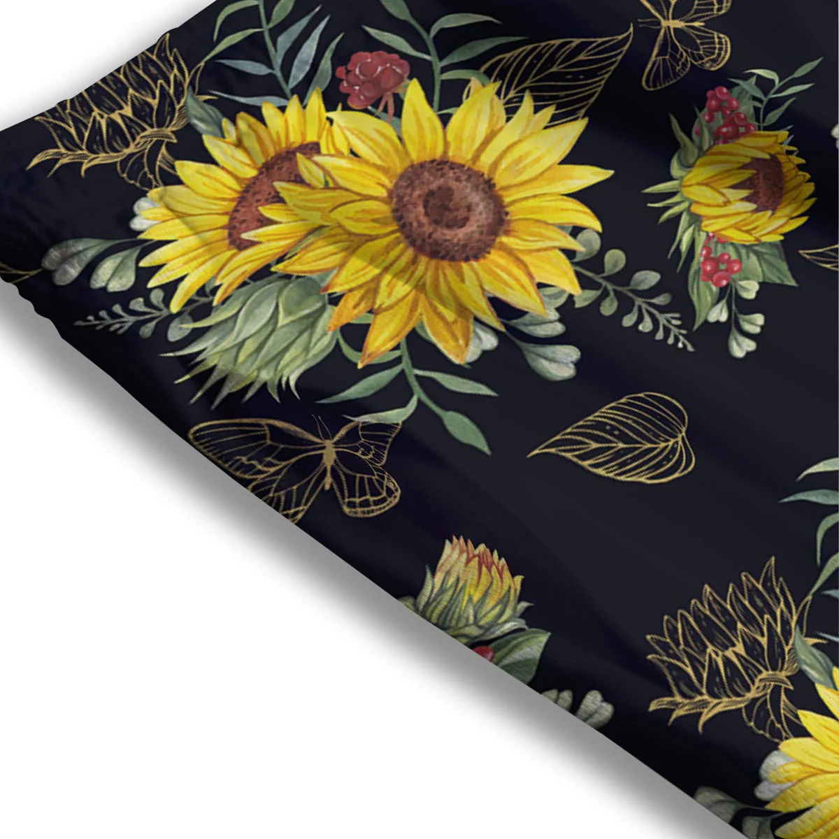 Sunflower Field Print Pattern Mesh Shorts - Image 3