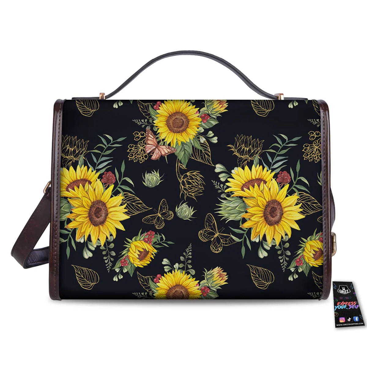 Sunflower Field Print Pattern Women's Satchel Bag - Image 2