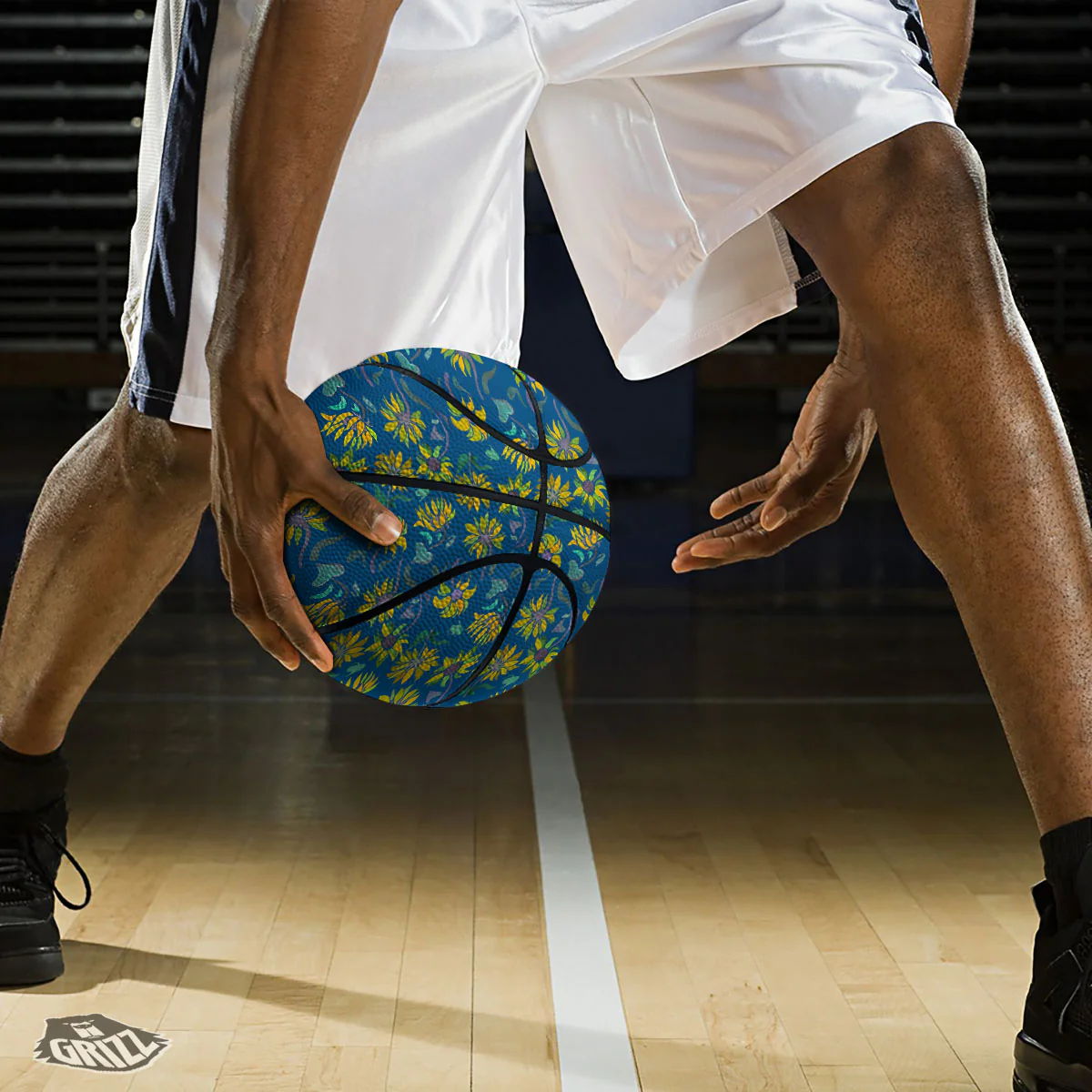 Sunflower Navy Print Pattern Basketball - Image 3