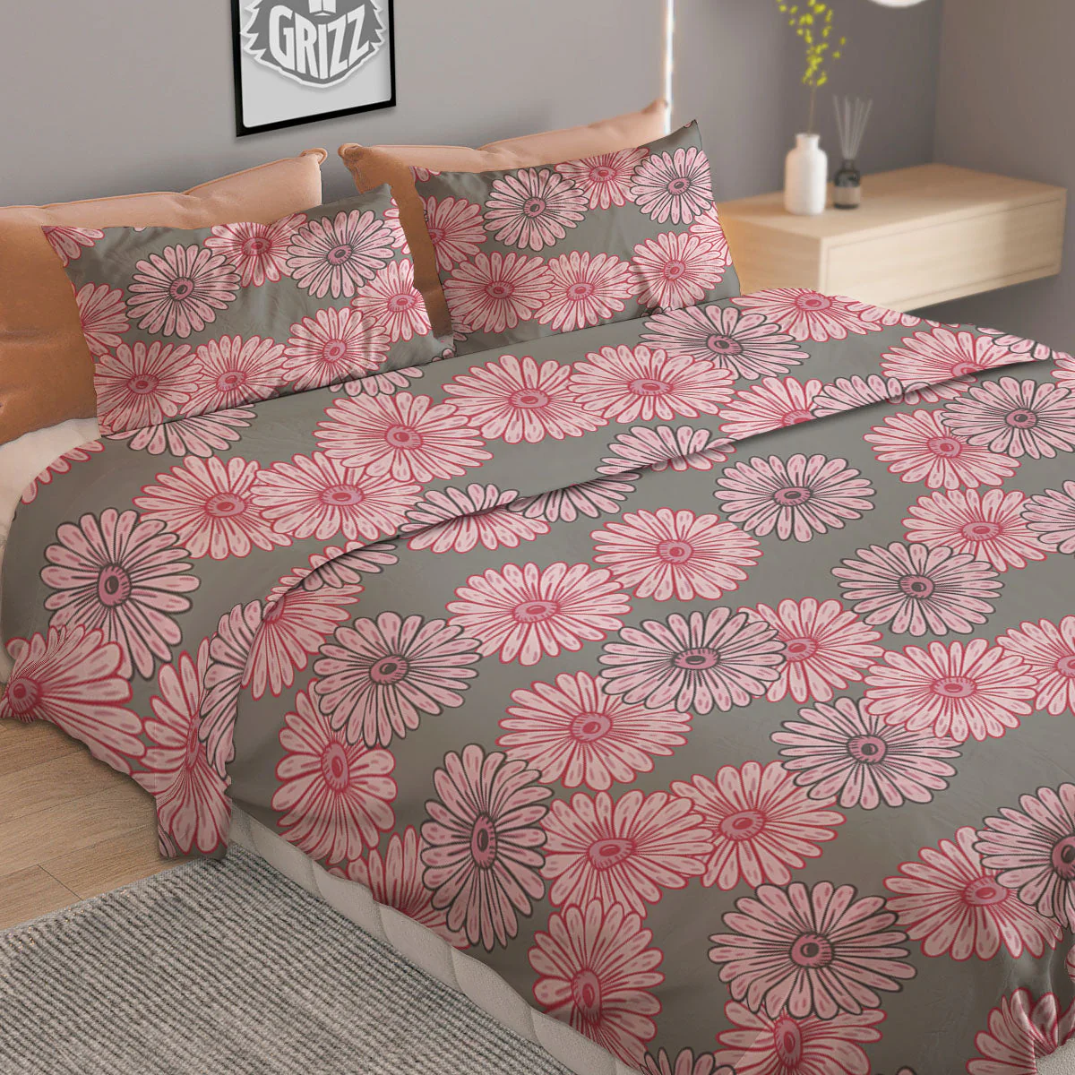 Sunflower Pink Print Pattern Duvet Cover Bedding Set - Image 2
