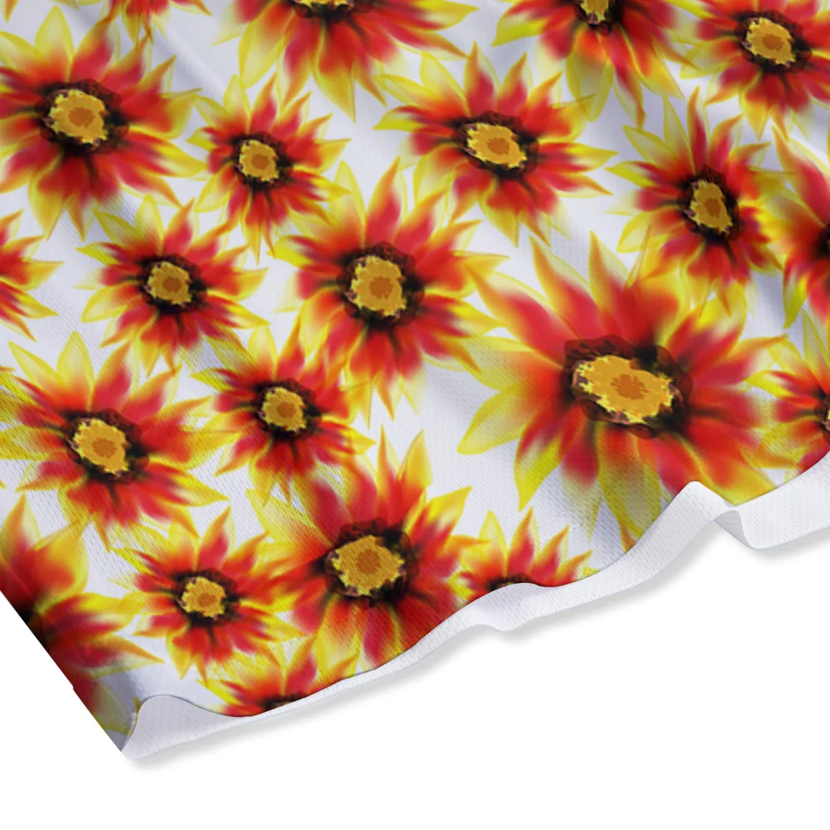 Sunflower Red Autumn Print Pattern Mesh Shorts - Image 4