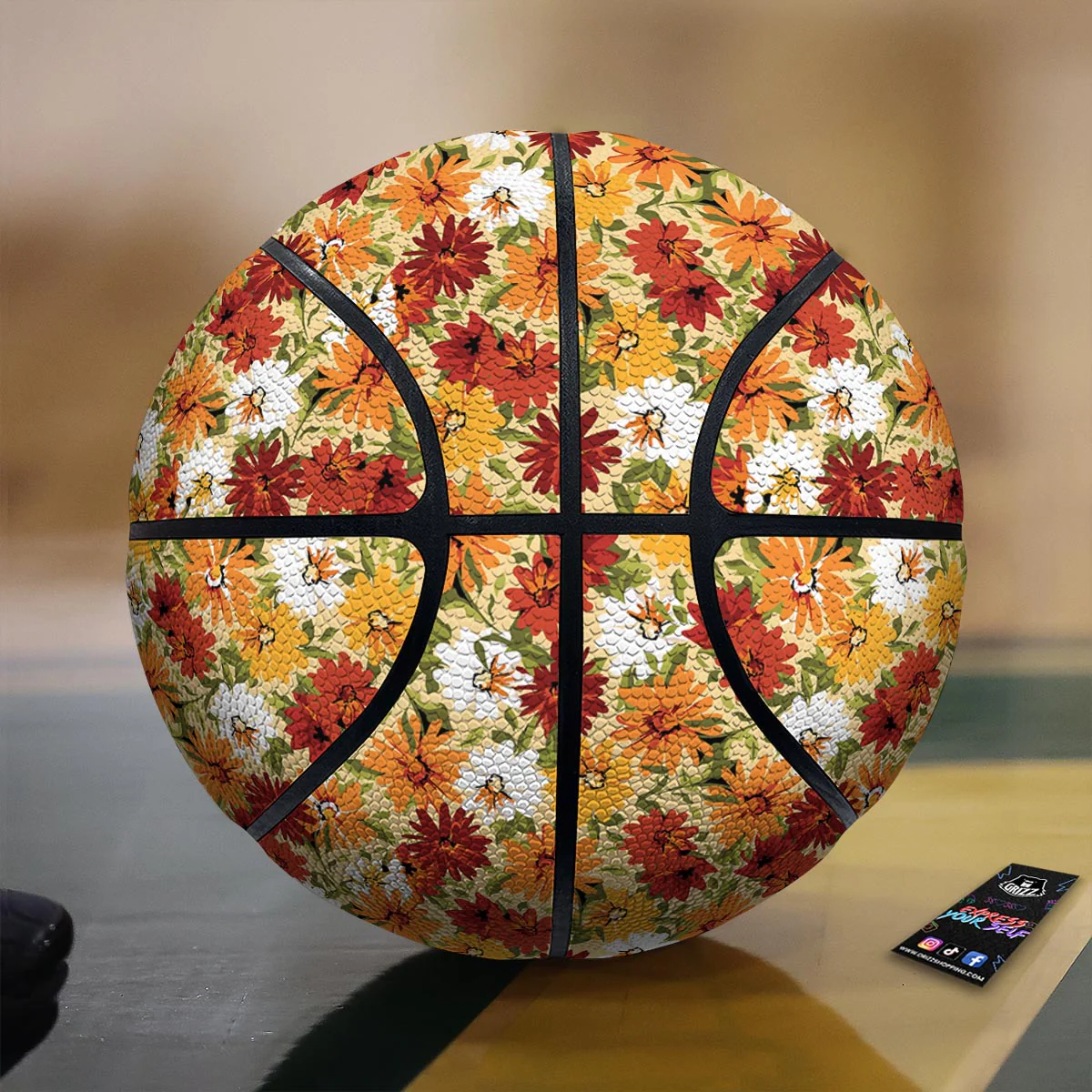Sunflower Red Print Pattern Basketball