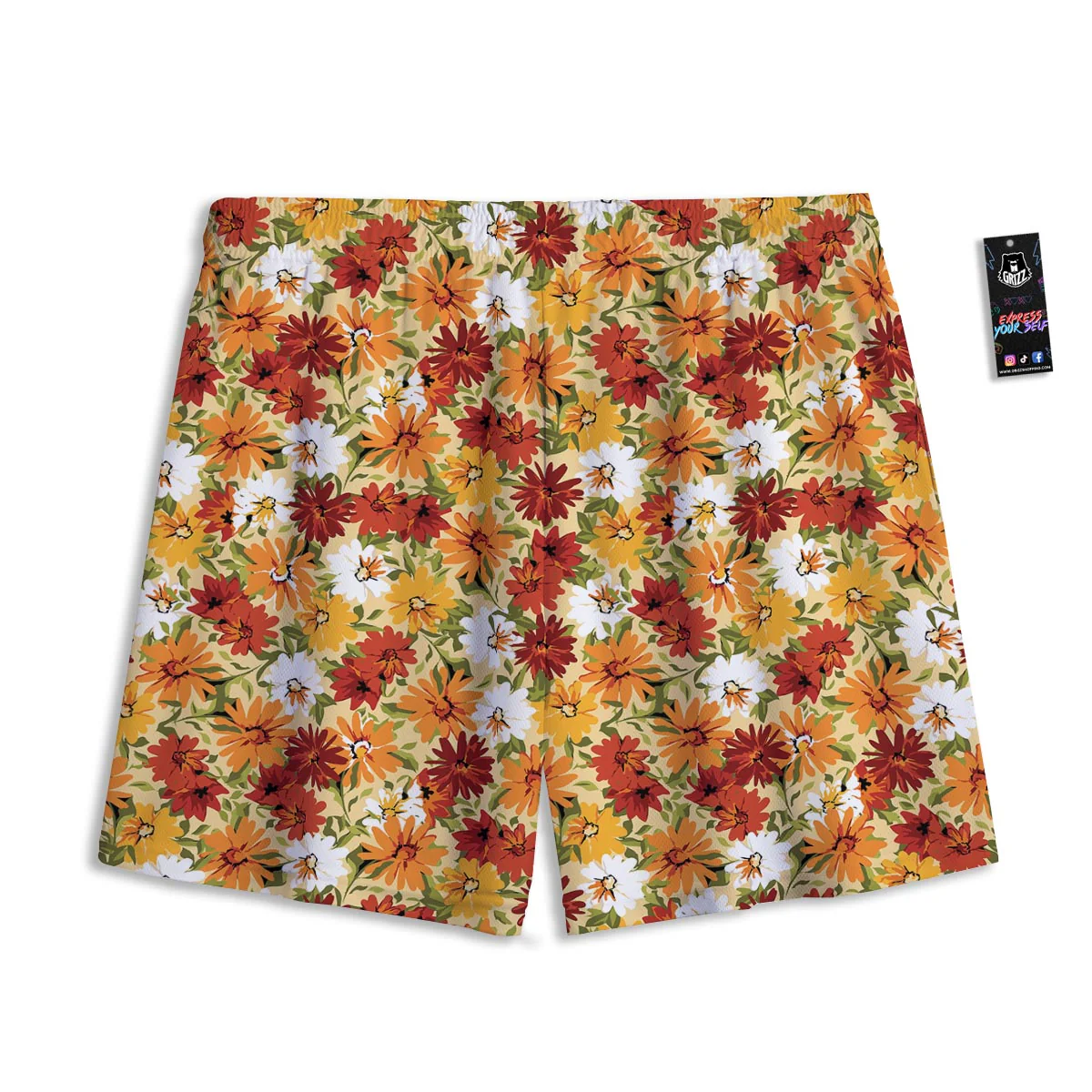Sunflower Red Print Pattern Mesh Shorts - Image 2