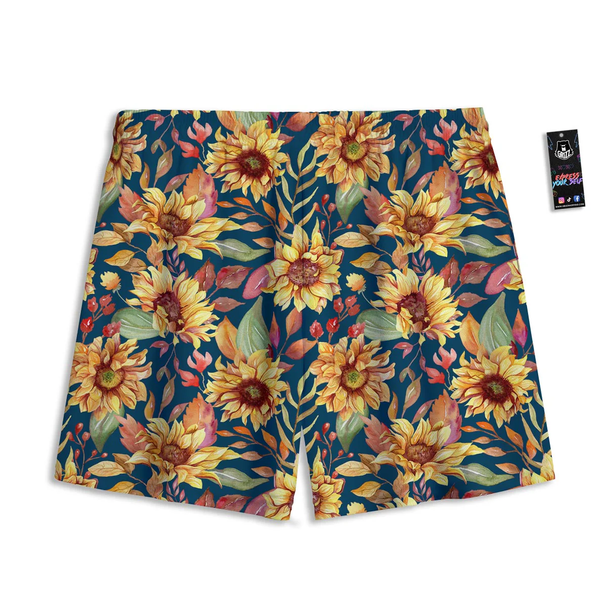 Sunflower Sage Watercolor Print Pattern Mesh Shorts - Image 2