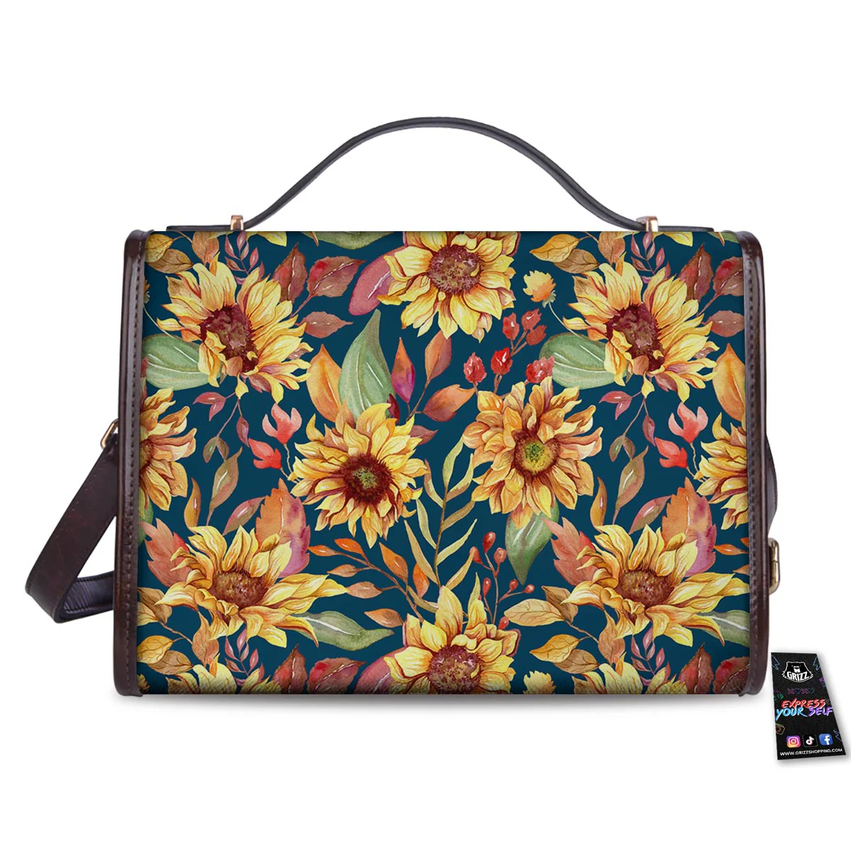 Sunflower Sage Watercolor Print Pattern Women's Satchel Bag - Image 2