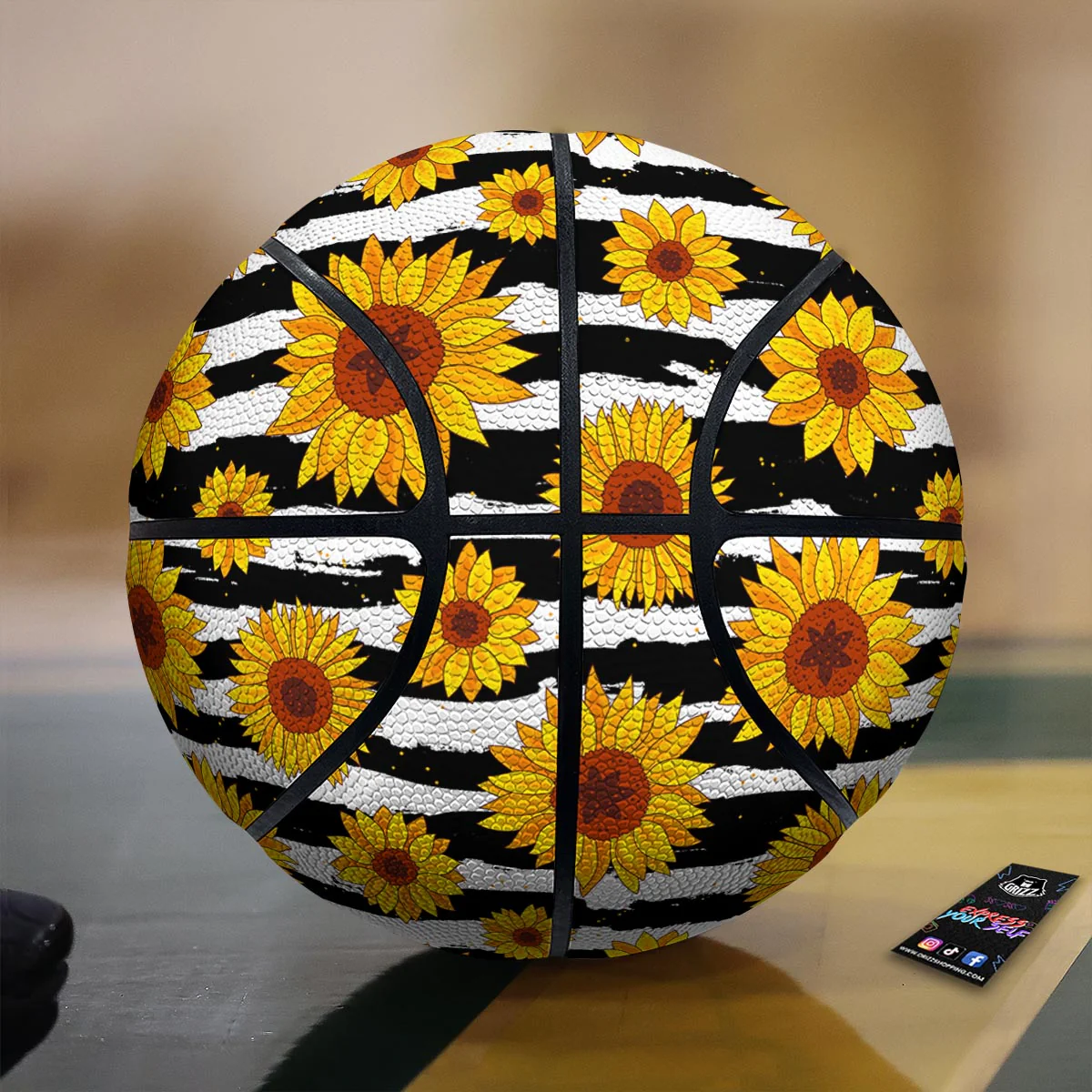 Sunflower Stripe Print Pattern Basketball