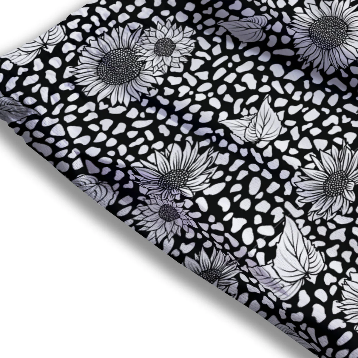 Sunflower White And Black Print Pattern Mesh Shorts - Image 3