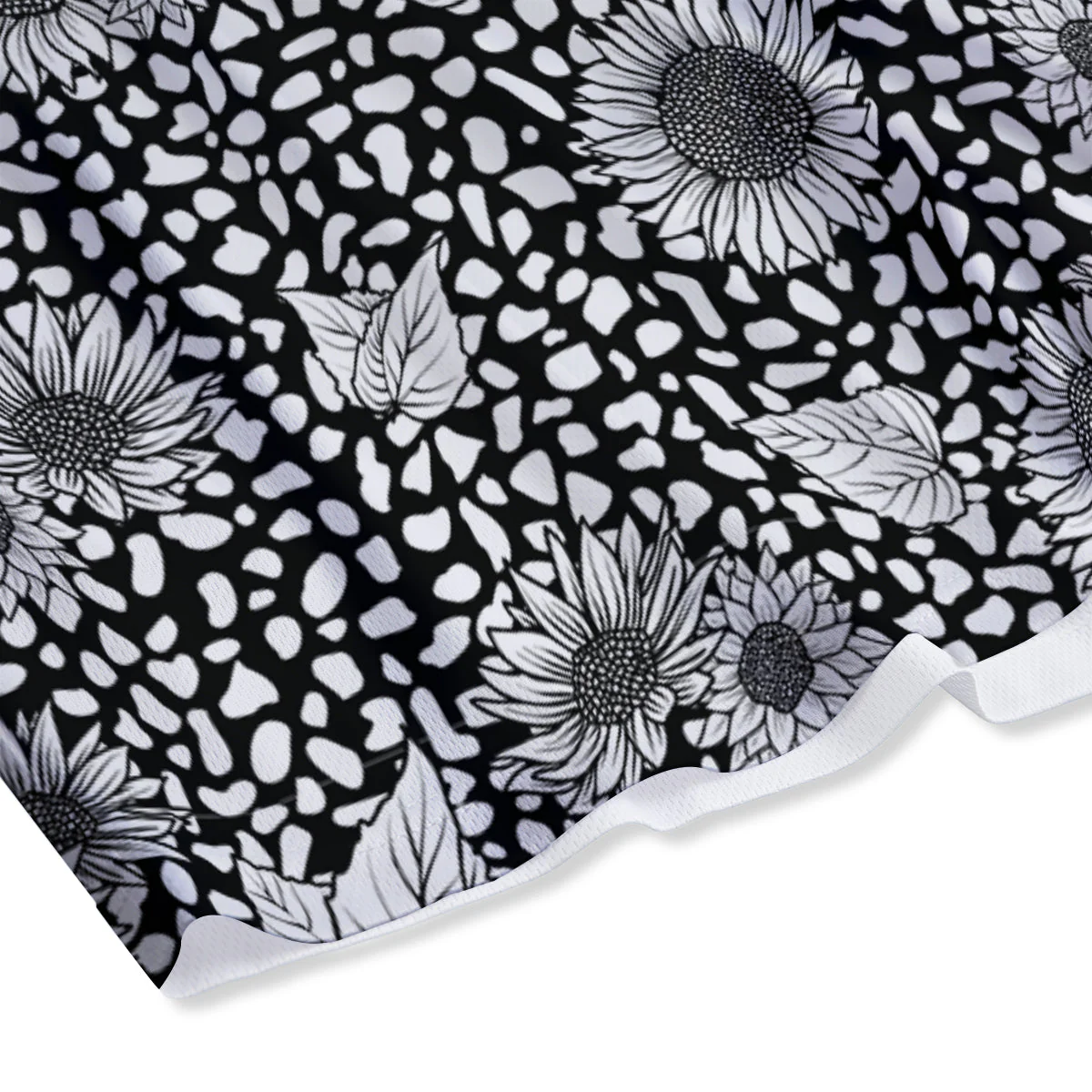 Sunflower White And Black Print Pattern Mesh Shorts - Image 4
