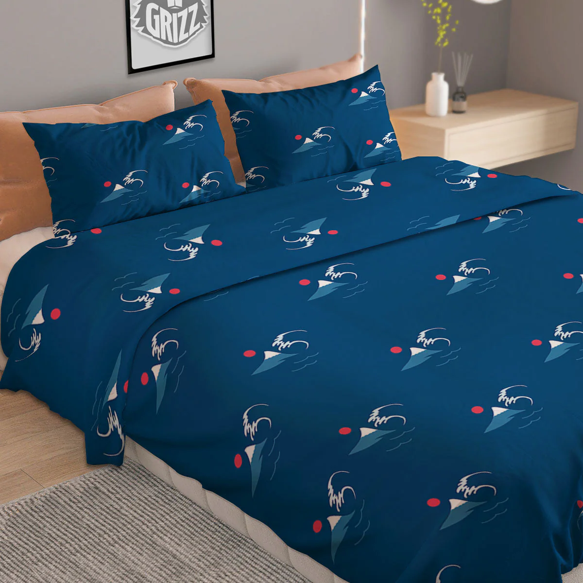 Sunset Japanese Print Pattern Duvet Cover Bedding Set - Image 2