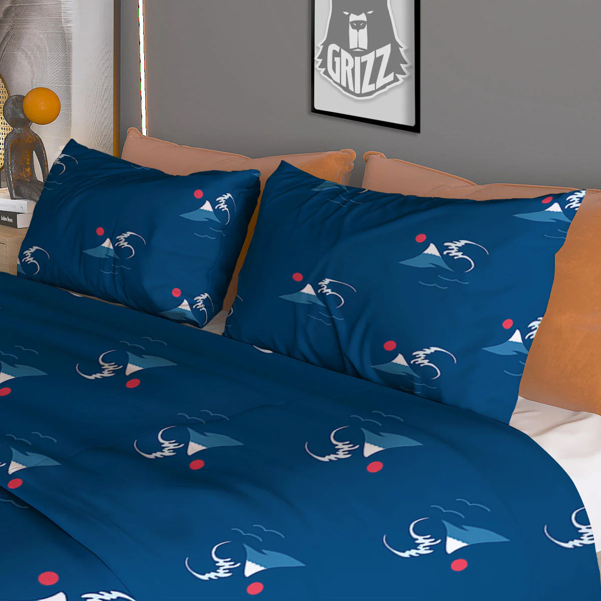 Sunset Japanese Print Pattern Duvet Cover Bedding Set - Image 3