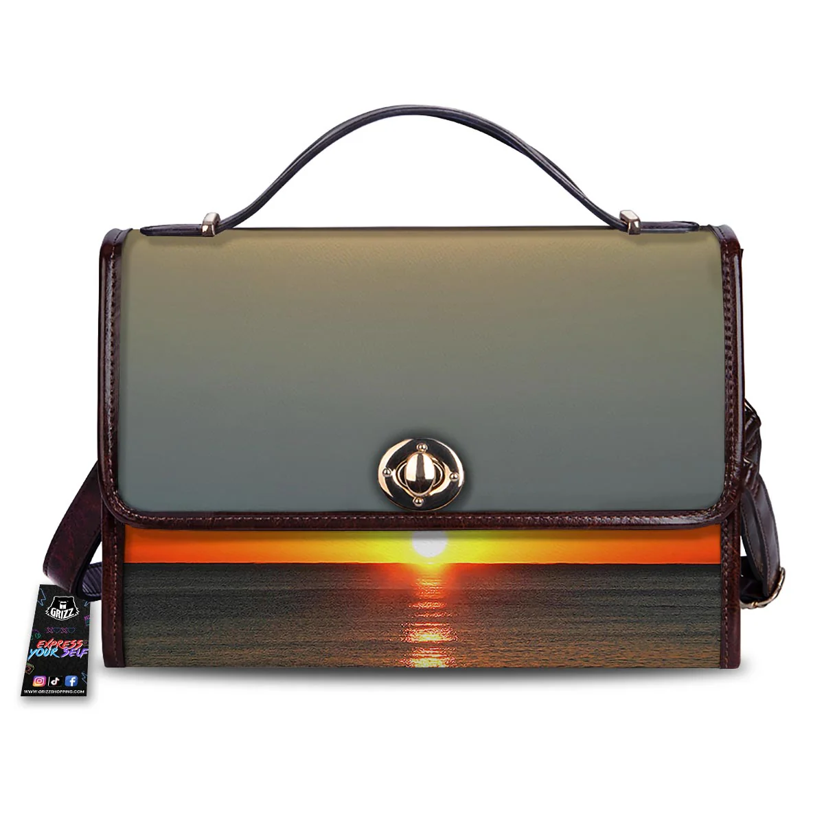 Sunset Over Sea Print Women's Satchel Bag