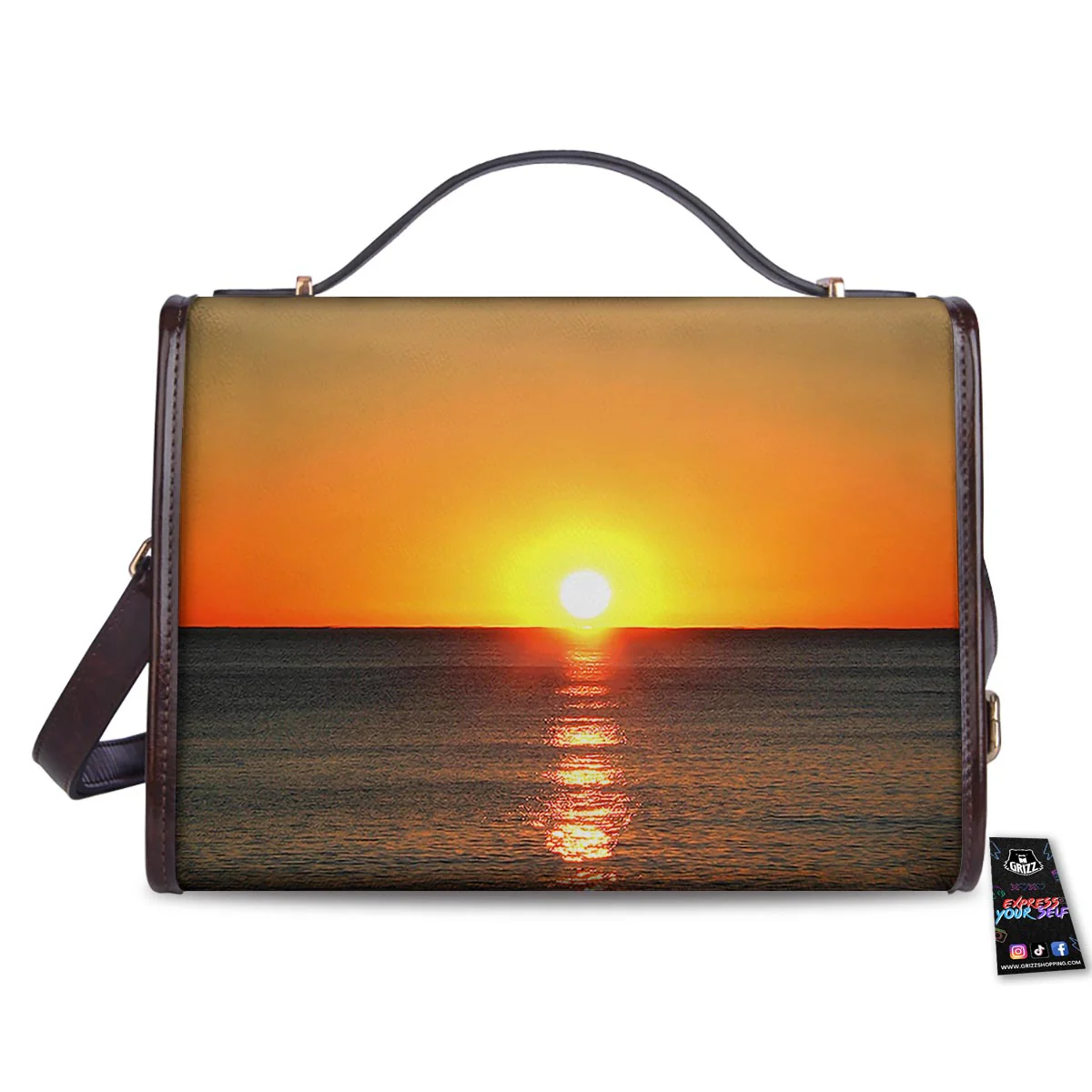 Sunset Over Sea Print Women's Satchel Bag - Image 2