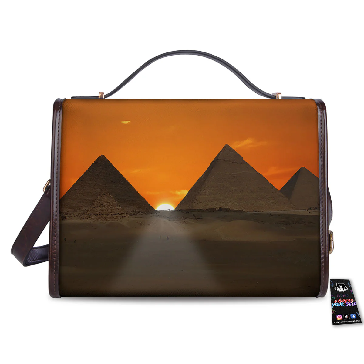 Sunset Pyramid Print Women's Satchel Bag - Image 2
