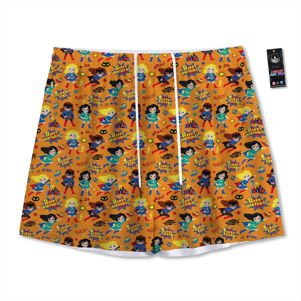Superhero Girls Print Pattern Mesh Shorts