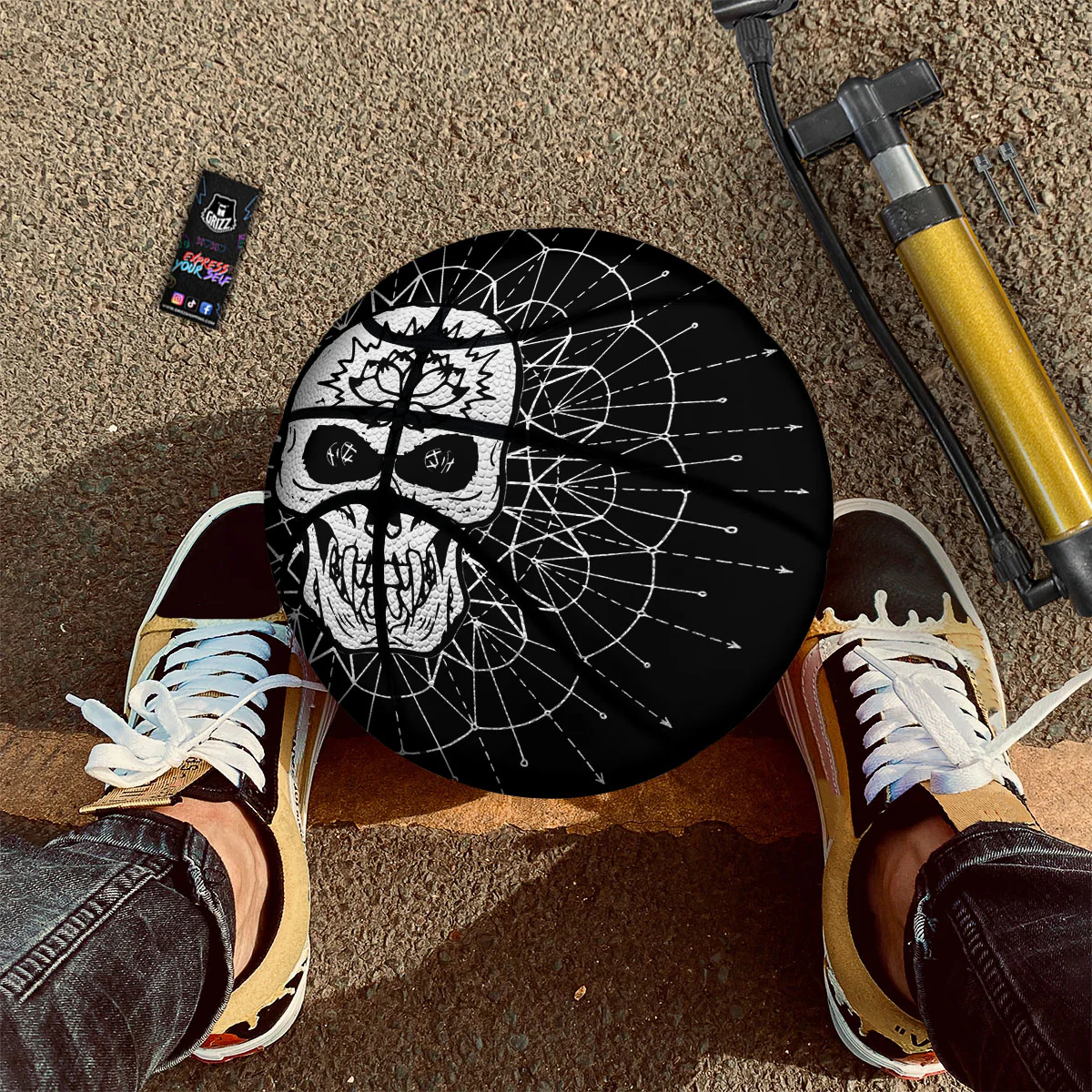 Supernatural Skull Wicca White And Black Print Basketball - Image 2