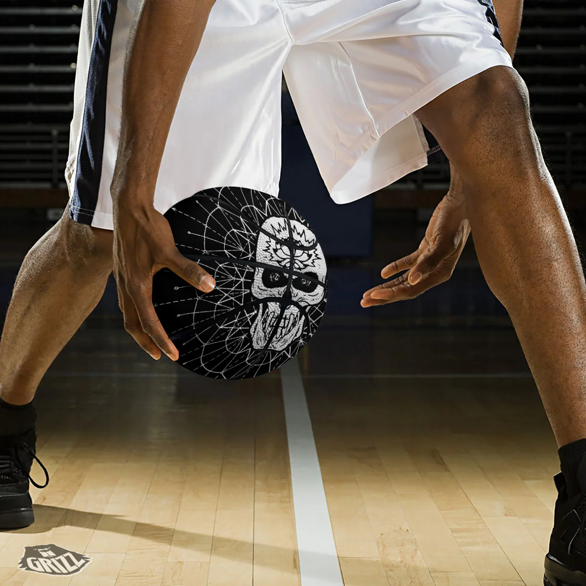 Supernatural Skull Wicca White And Black Print Basketball - Image 3