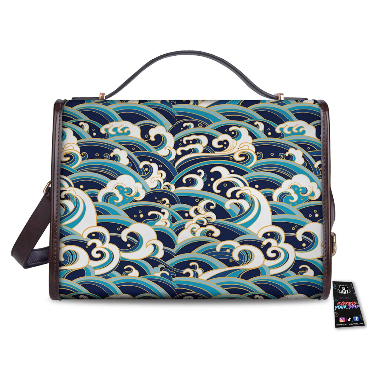 Surfing Sea Wave Print Pattern Women's Satchel Bag - Image 2
