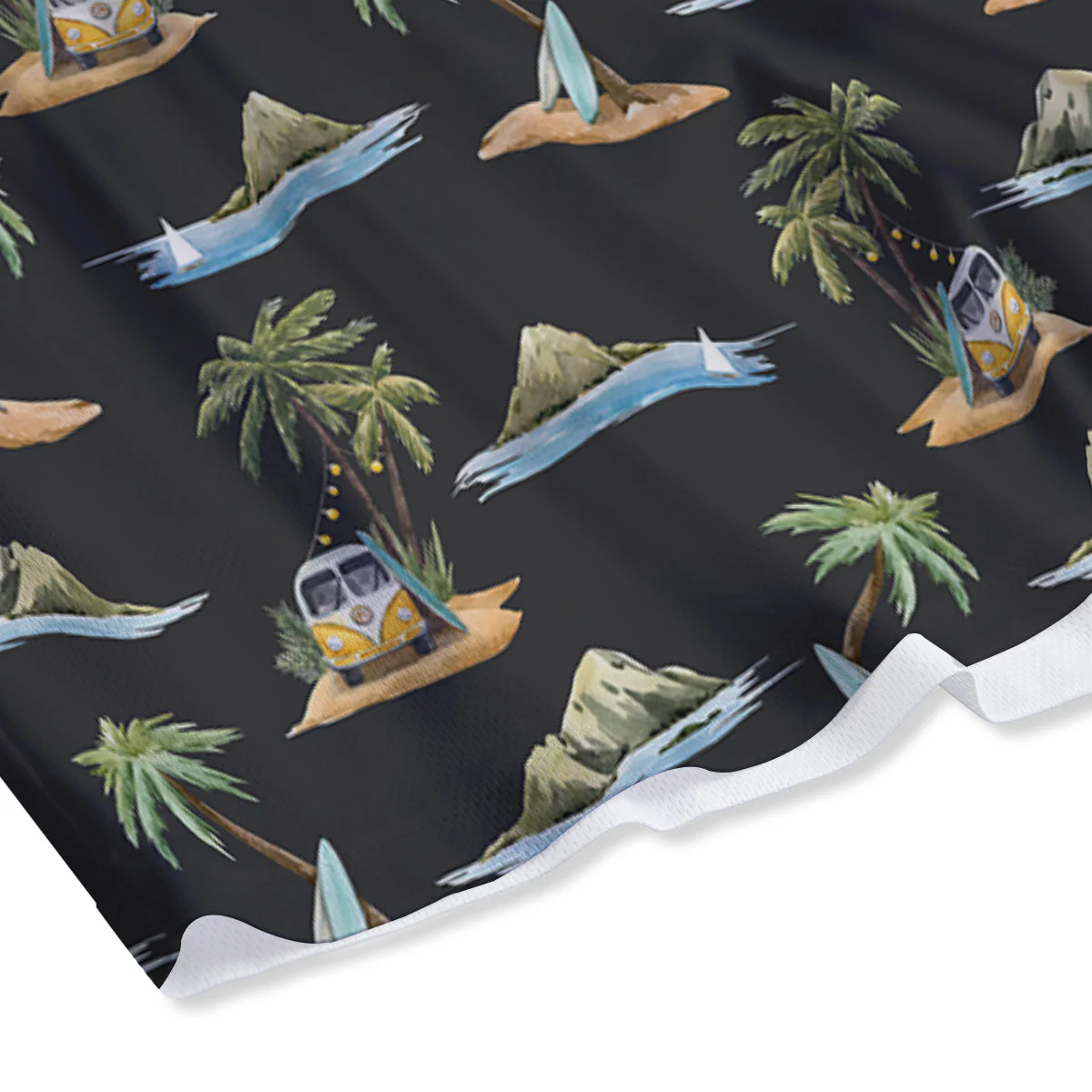 Surfing Watercolor Print Pattern Mesh Shorts - Image 4