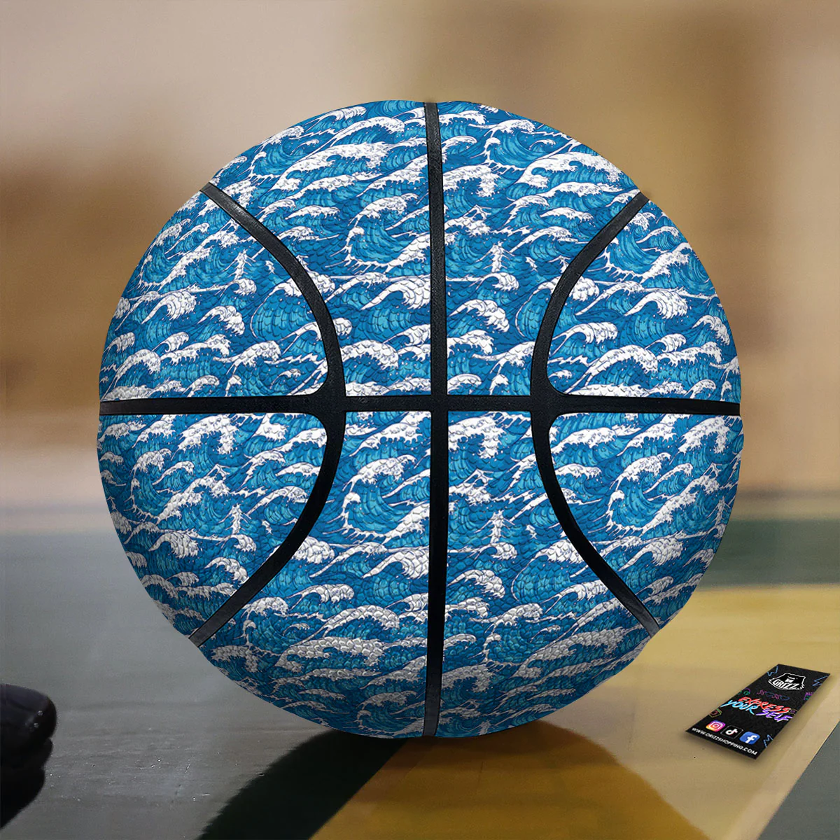 Surfing Wave Blue Print Pattern Basketball