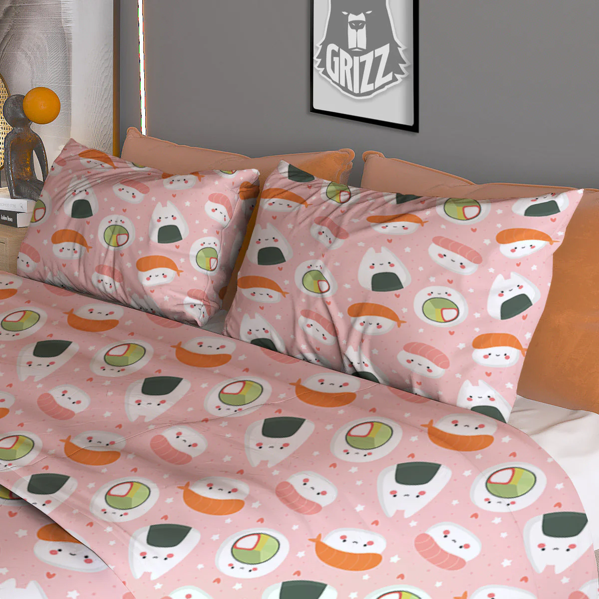 Sushi Cute Japanese Print Pattern Duvet Cover Bedding Set - Image 3
