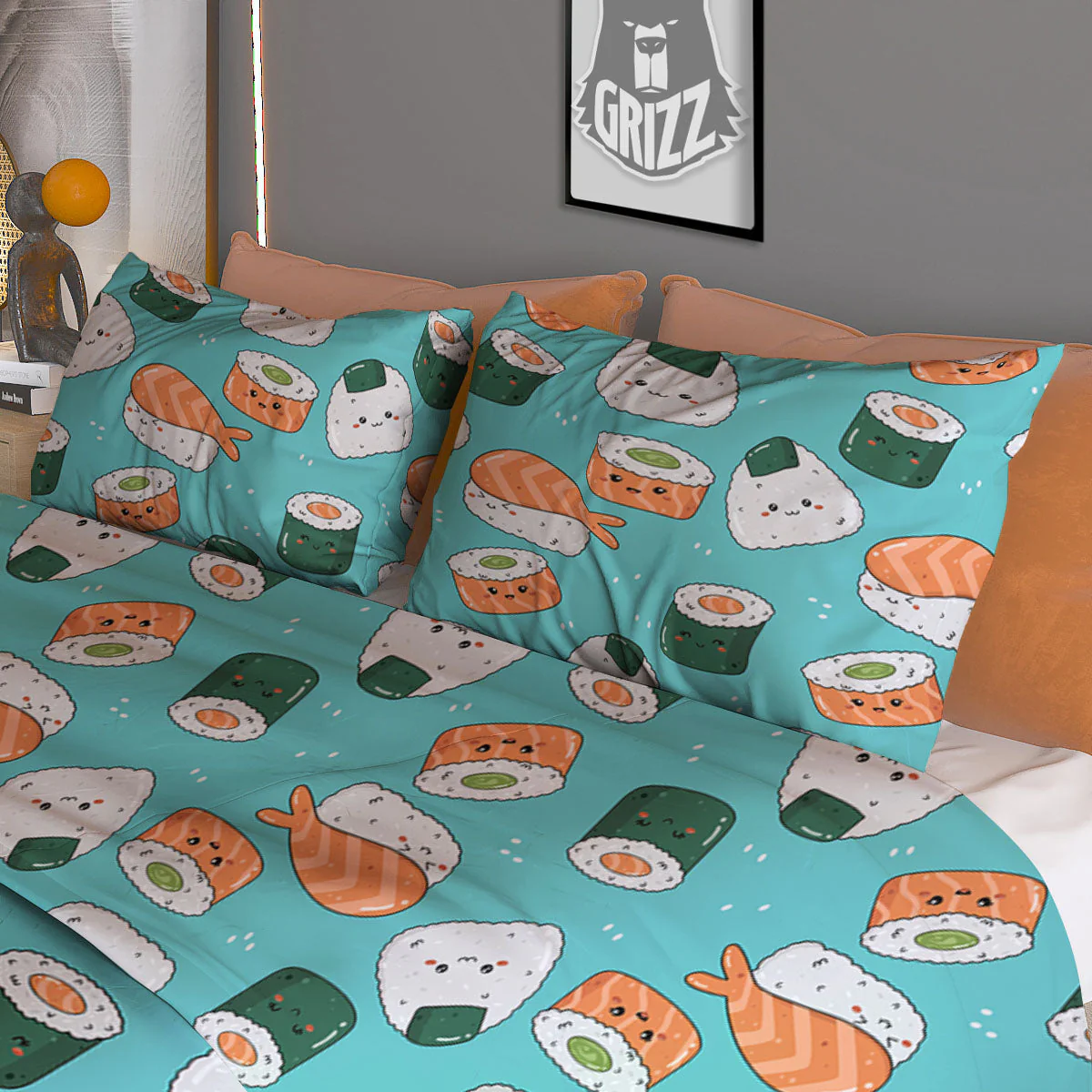 Sushi Kawaii Japanese Print Pattern Duvet Cover Bedding Set - Image 3