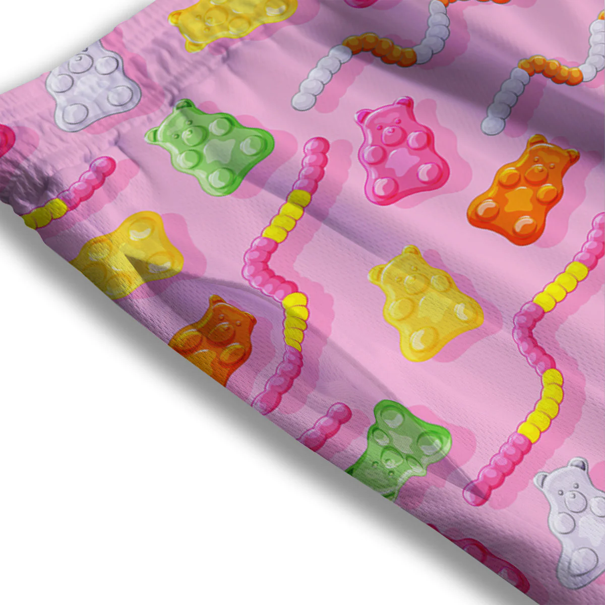 Sweet Gummy Bears And Worms Print Pattern Mesh Shorts - Image 3
