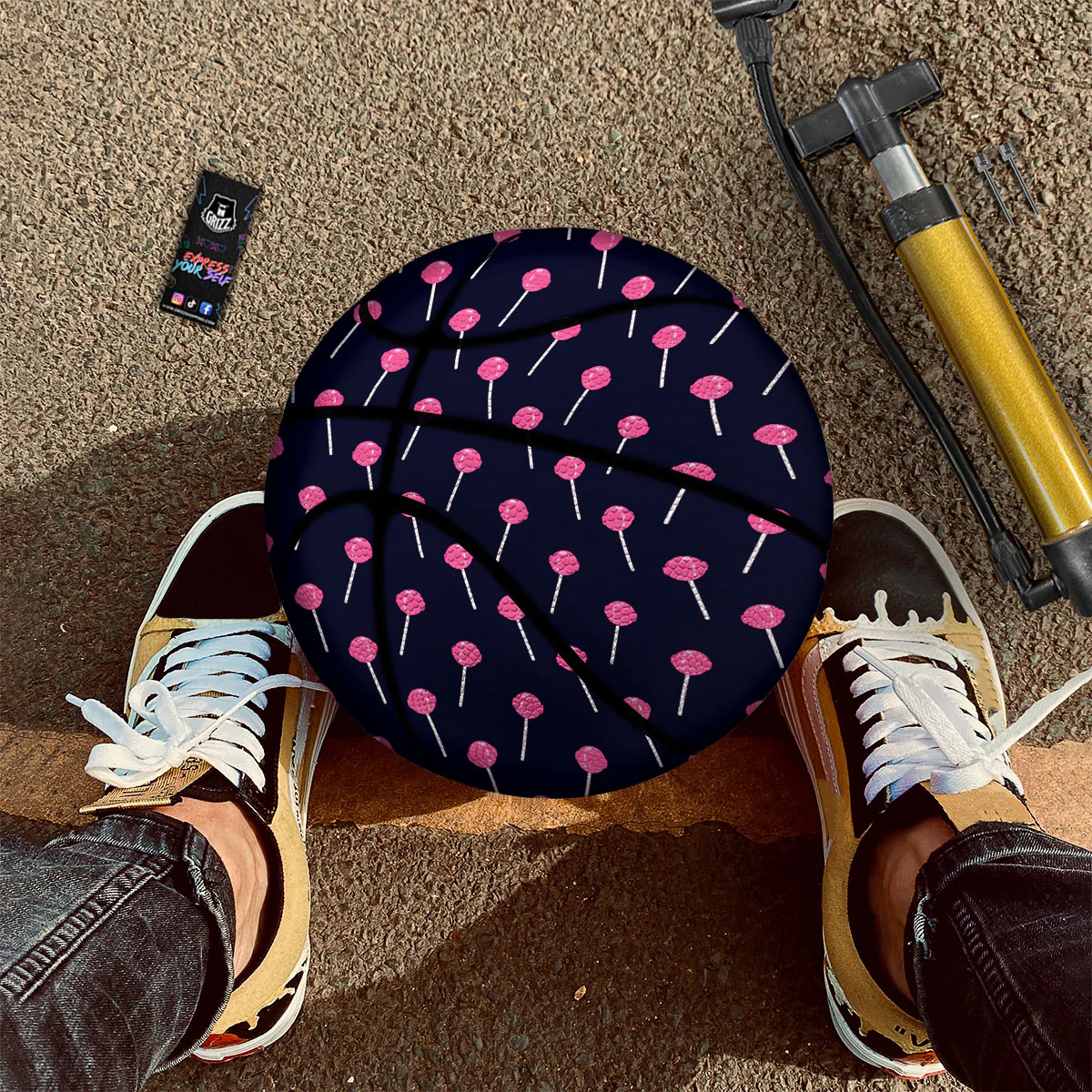 Sweet Pink Lollipop Print Pattern Basketball - Image 2