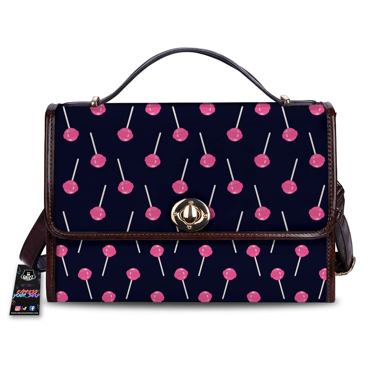 Sweet Pink Lollipop Print Pattern Women's Satchel Bag