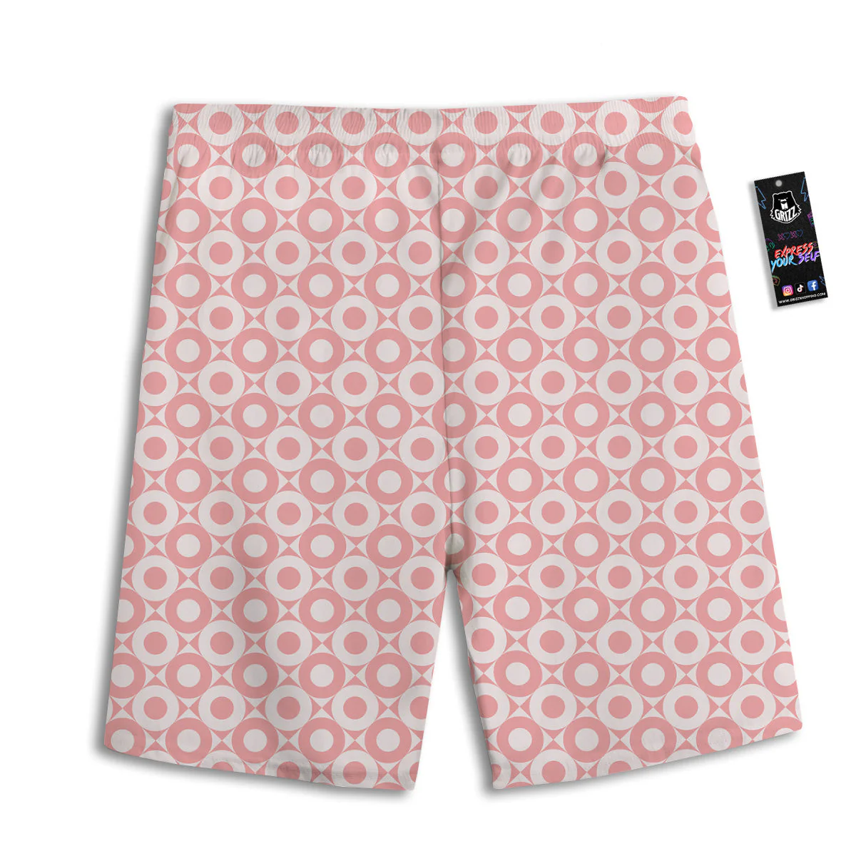 Sweet Pink Round And Square Print Pattern Men's Athletic Shorts - Image 2
