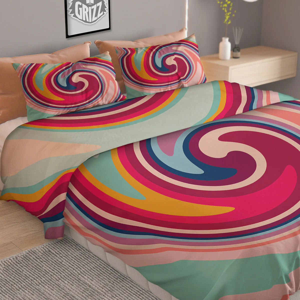 Swirl Colorful Print Duvet Cover Bedding Set - Image 2
