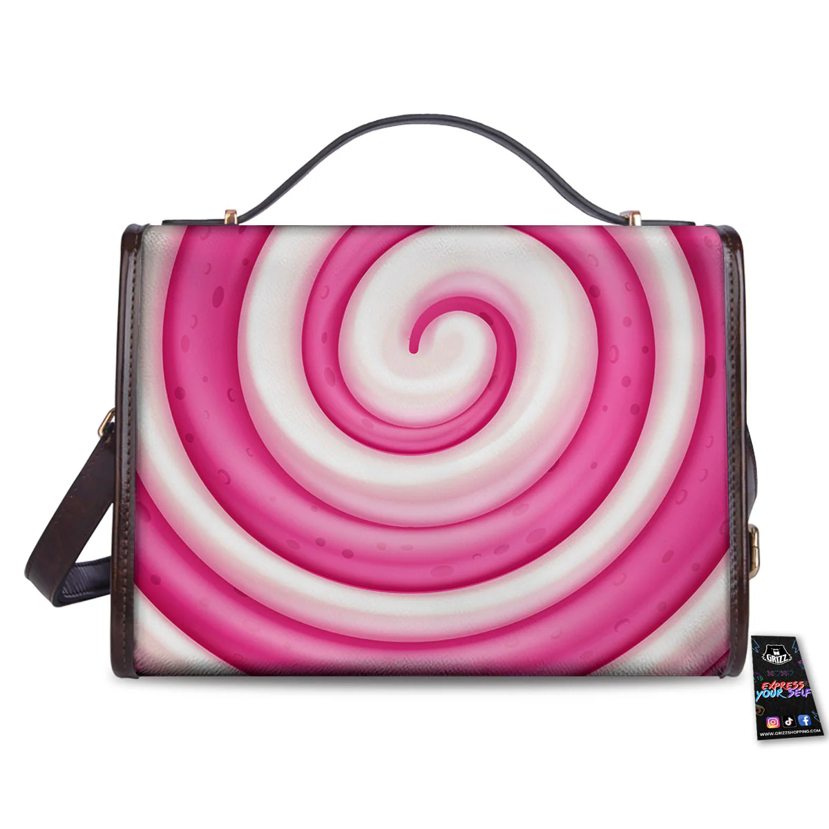 Swirl Pink Lollipop Print Women's Satchel Bag - Image 2