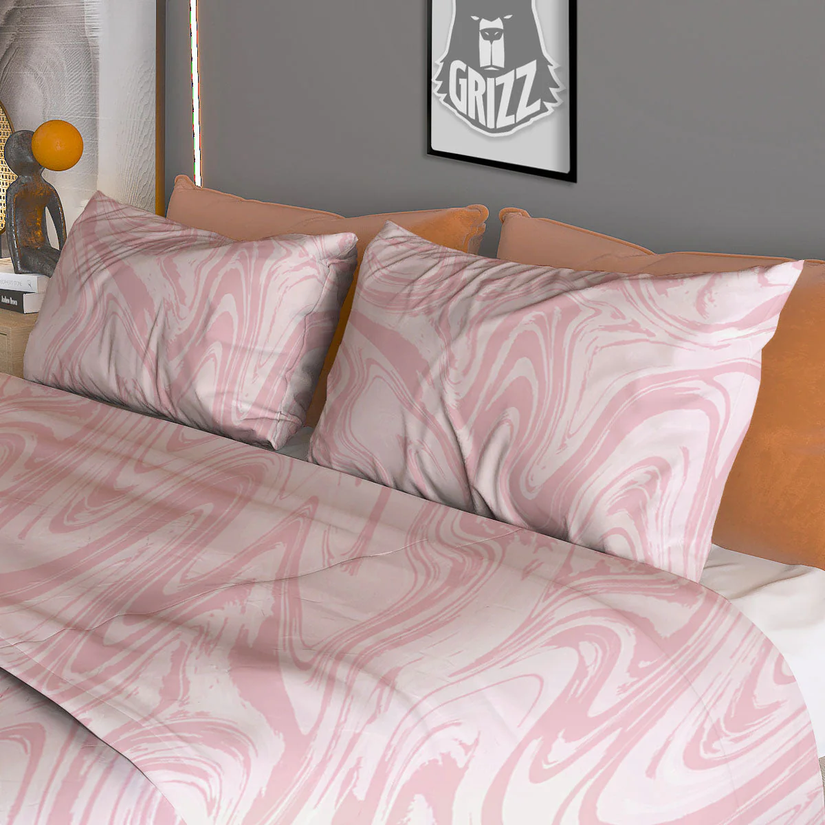 Swirl Pink Print Pattern Duvet Cover Bedding Set - Image 3