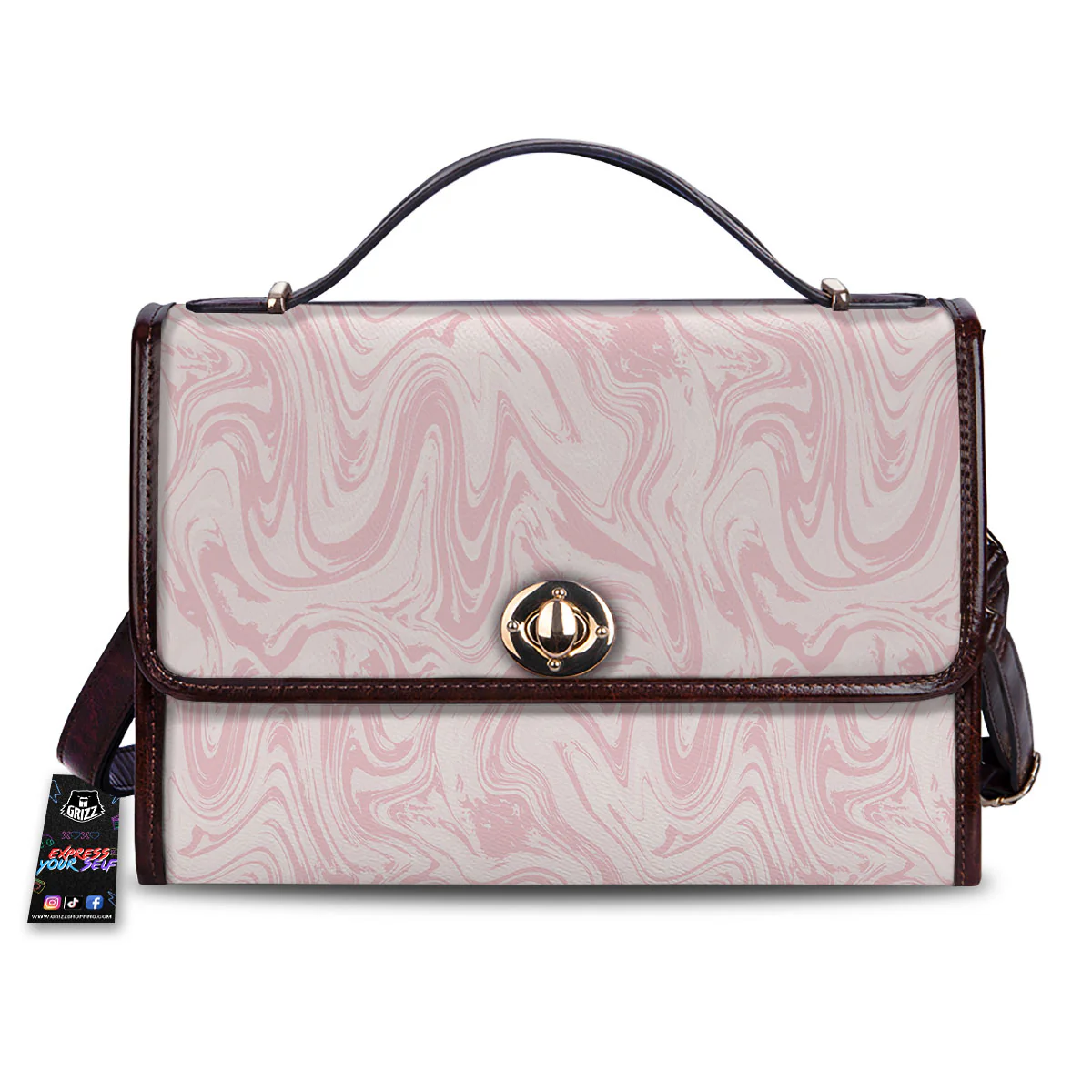 Swirl Pink Print Pattern Women's Satchel Bag