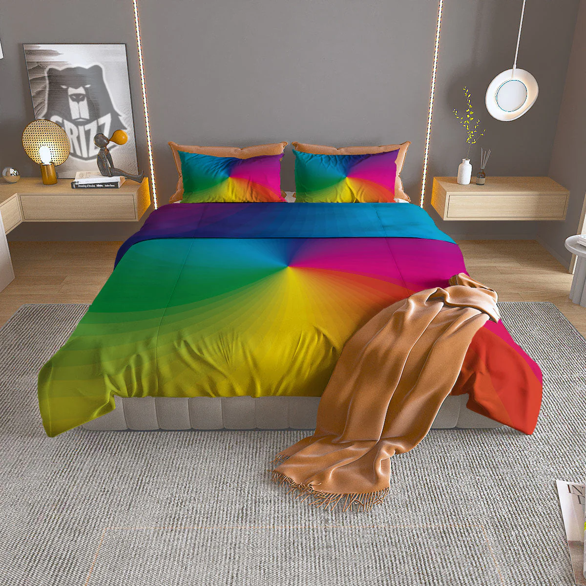 Swirl Rainbow Print Duvet Cover Bedding Set