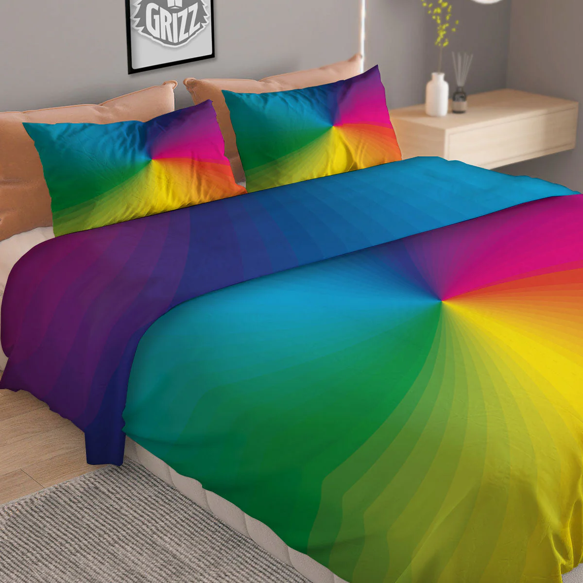 Swirl Rainbow Print Duvet Cover Bedding Set - Image 2