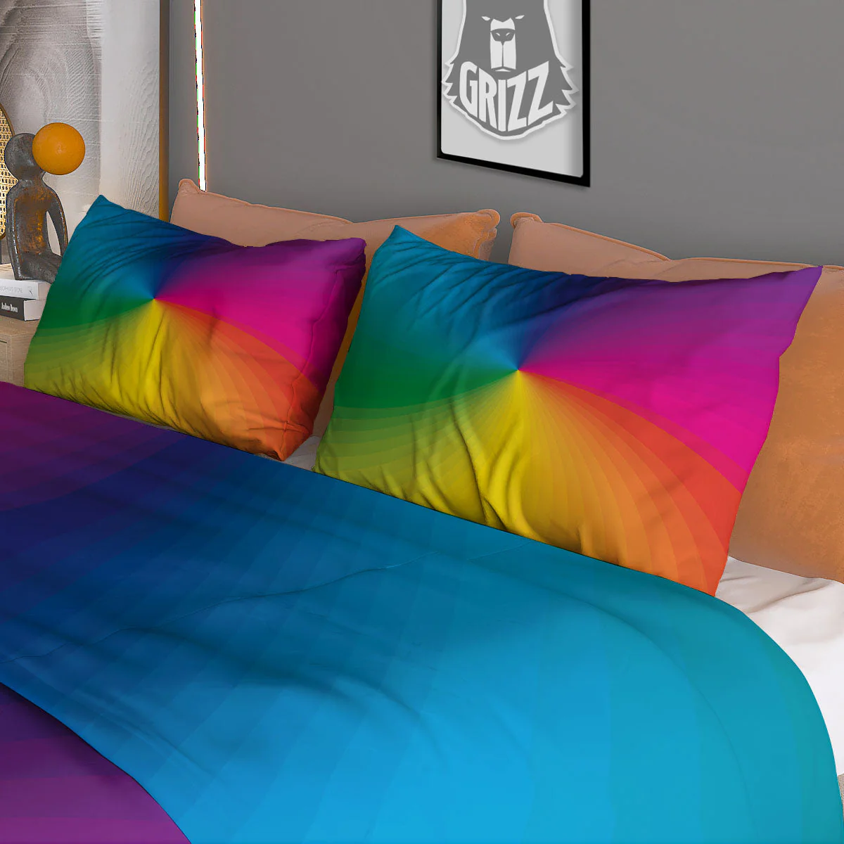 Swirl Rainbow Print Duvet Cover Bedding Set - Image 3