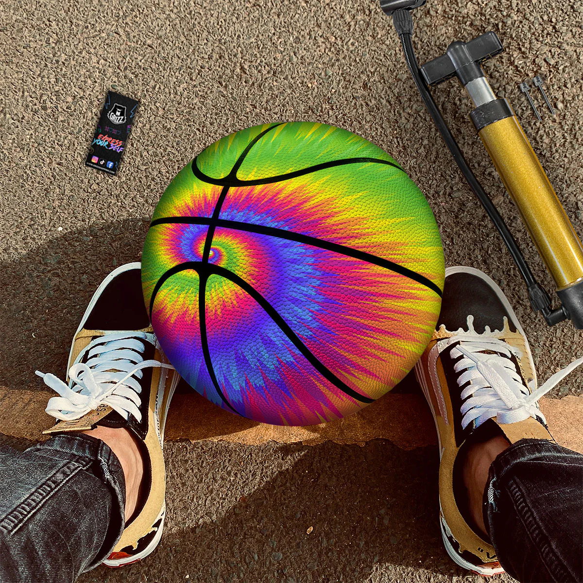 Swirl Rainbow Psychedelic Print Basketball - Image 2