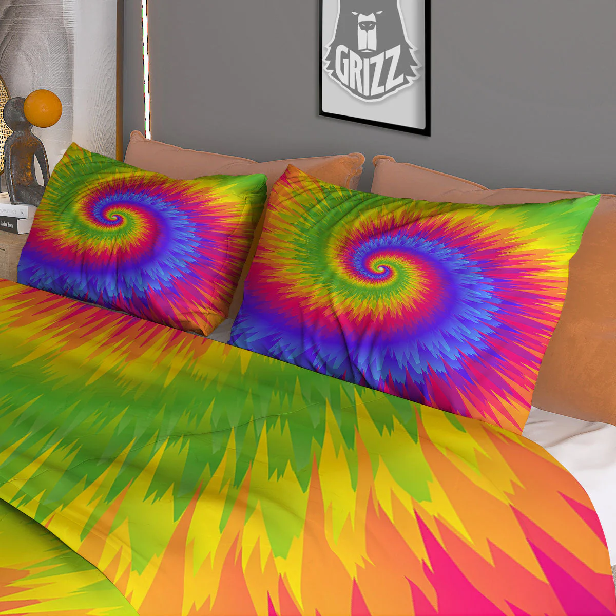Swirl Rainbow Psychedelic Print Duvet Cover Bedding Set - Image 3