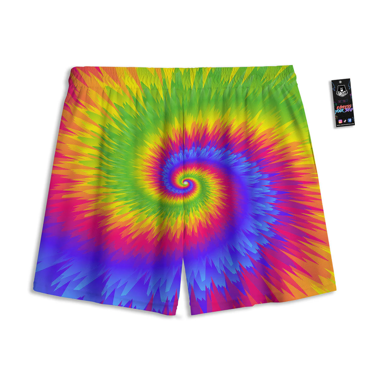Swirl Rainbow Psychedelic Print Mesh Shorts - Image 2