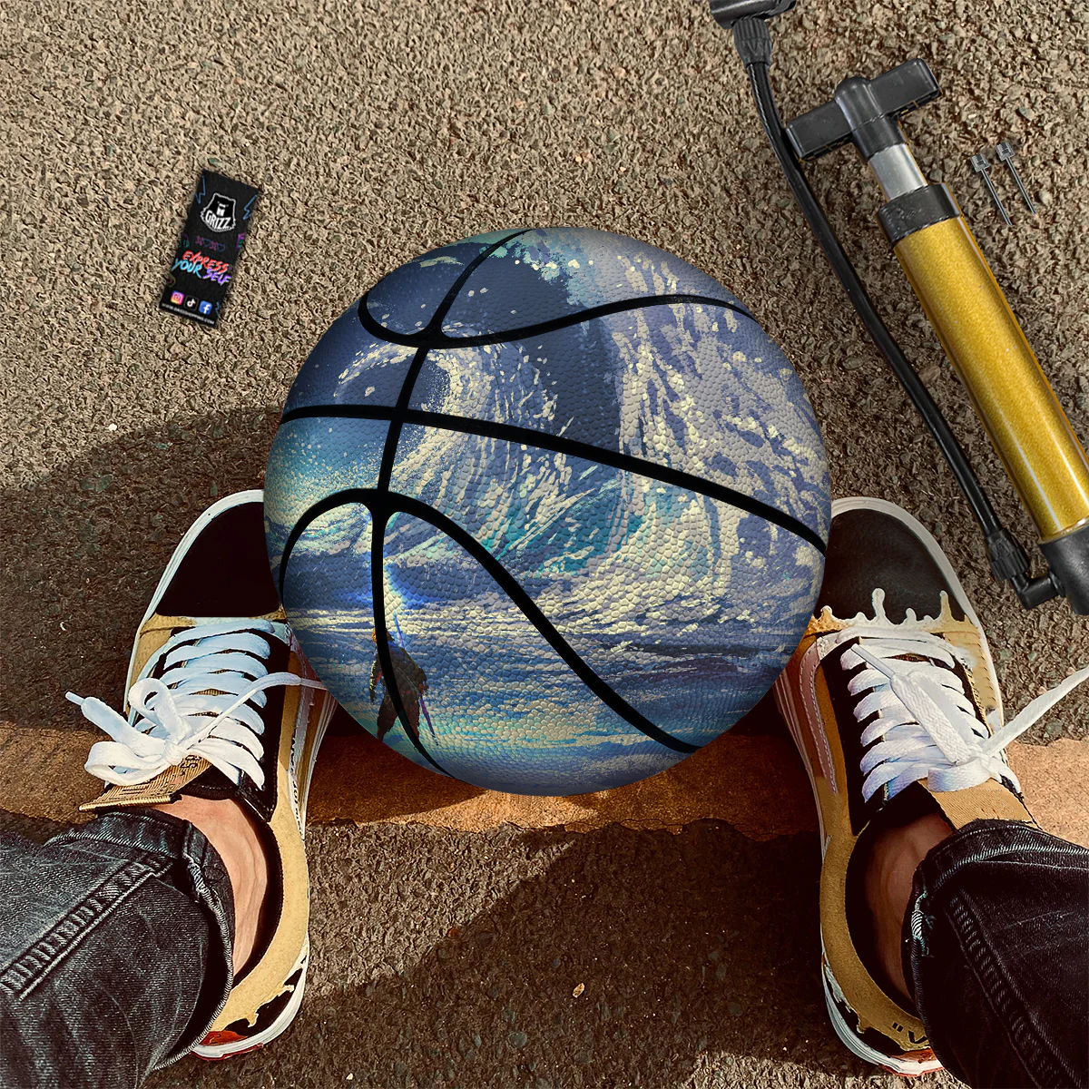 Swirling Sea Watercolor Print Basketball - Image 2