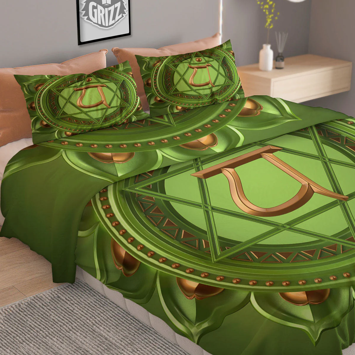 Symbol Anahata Chakra Print Duvet Cover Bedding Set - Image 2