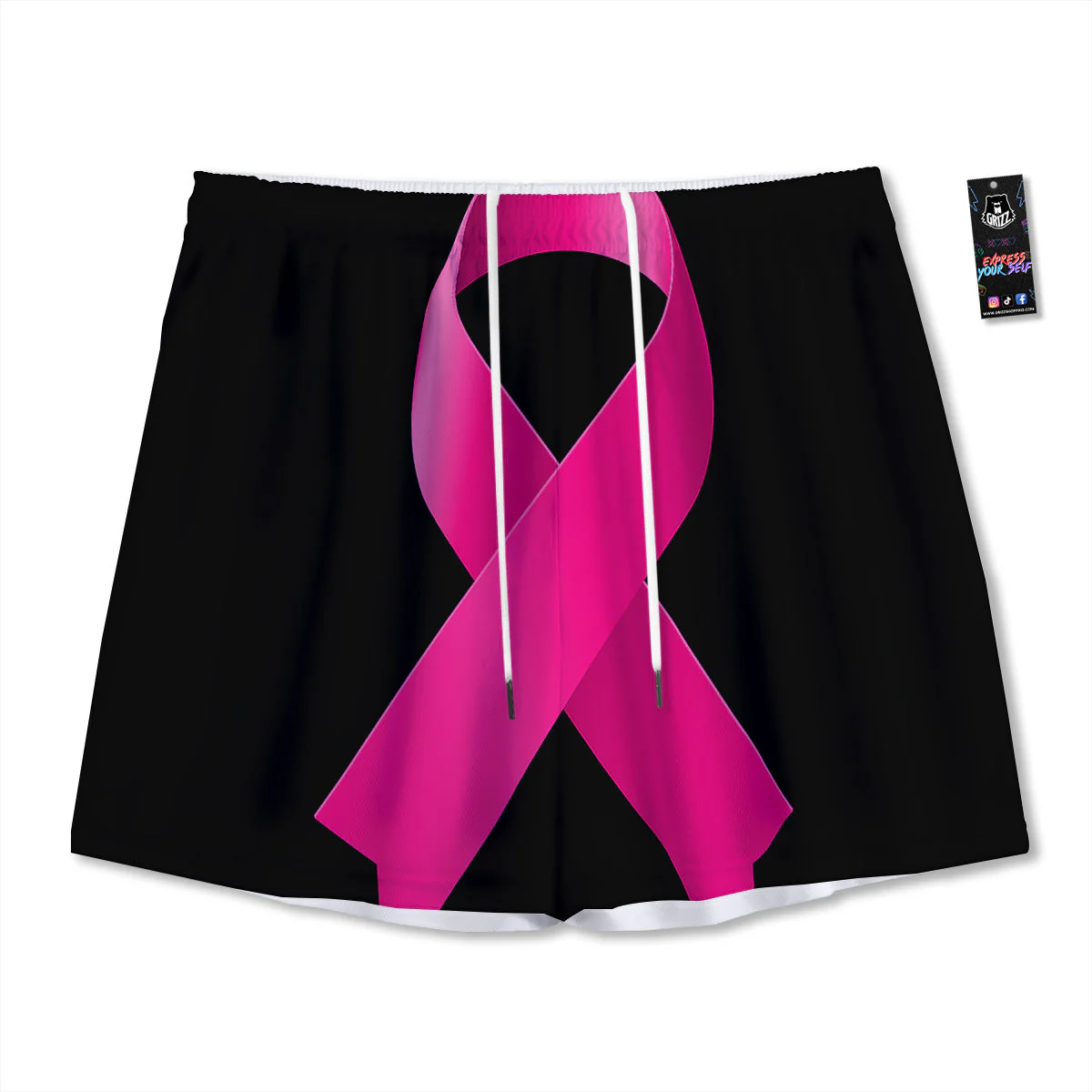 Symbol Breast Cancer Awareness Print Mesh Shorts