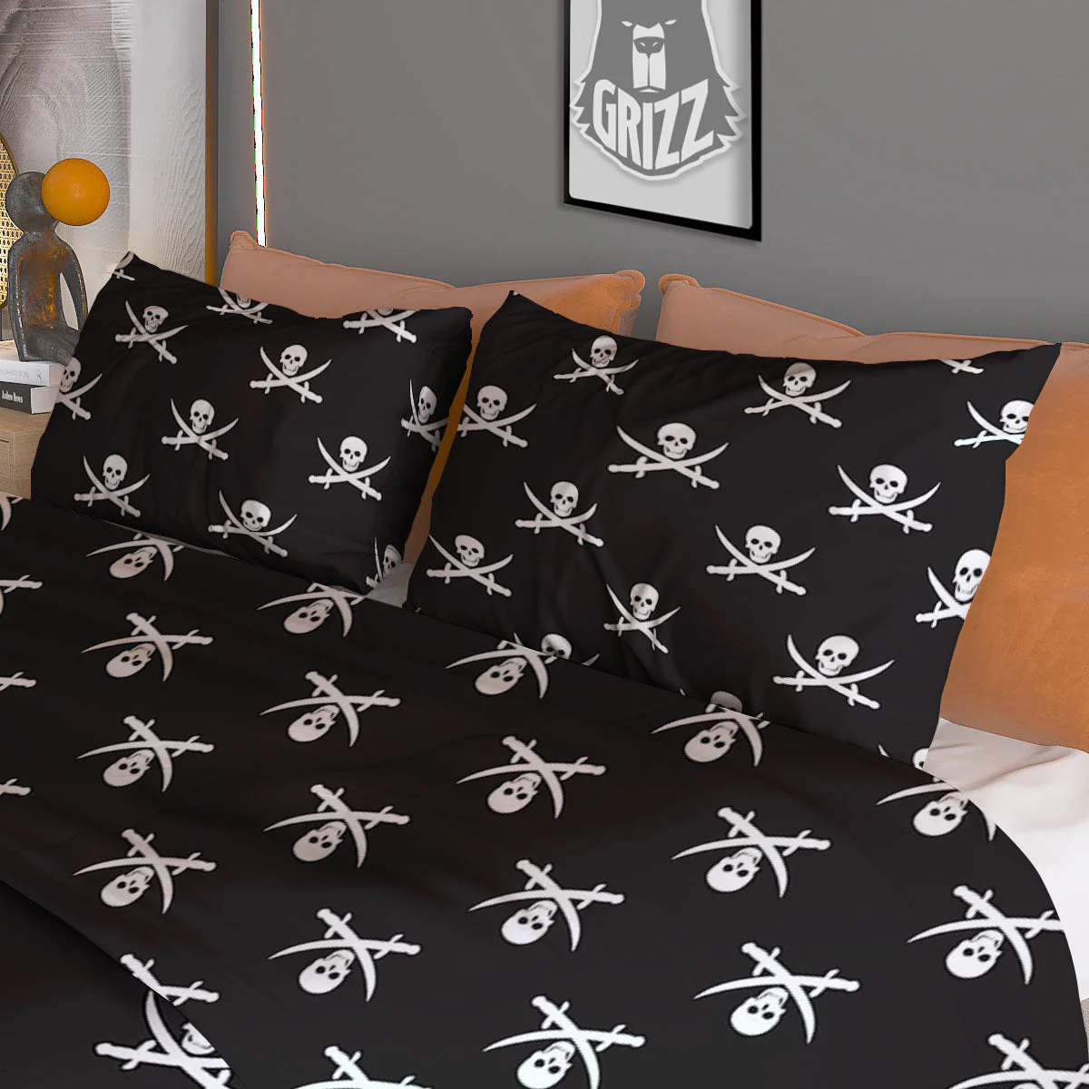 Symbol Pirate Skull Print Pattern Duvet Cover Bedding Set - Image 3