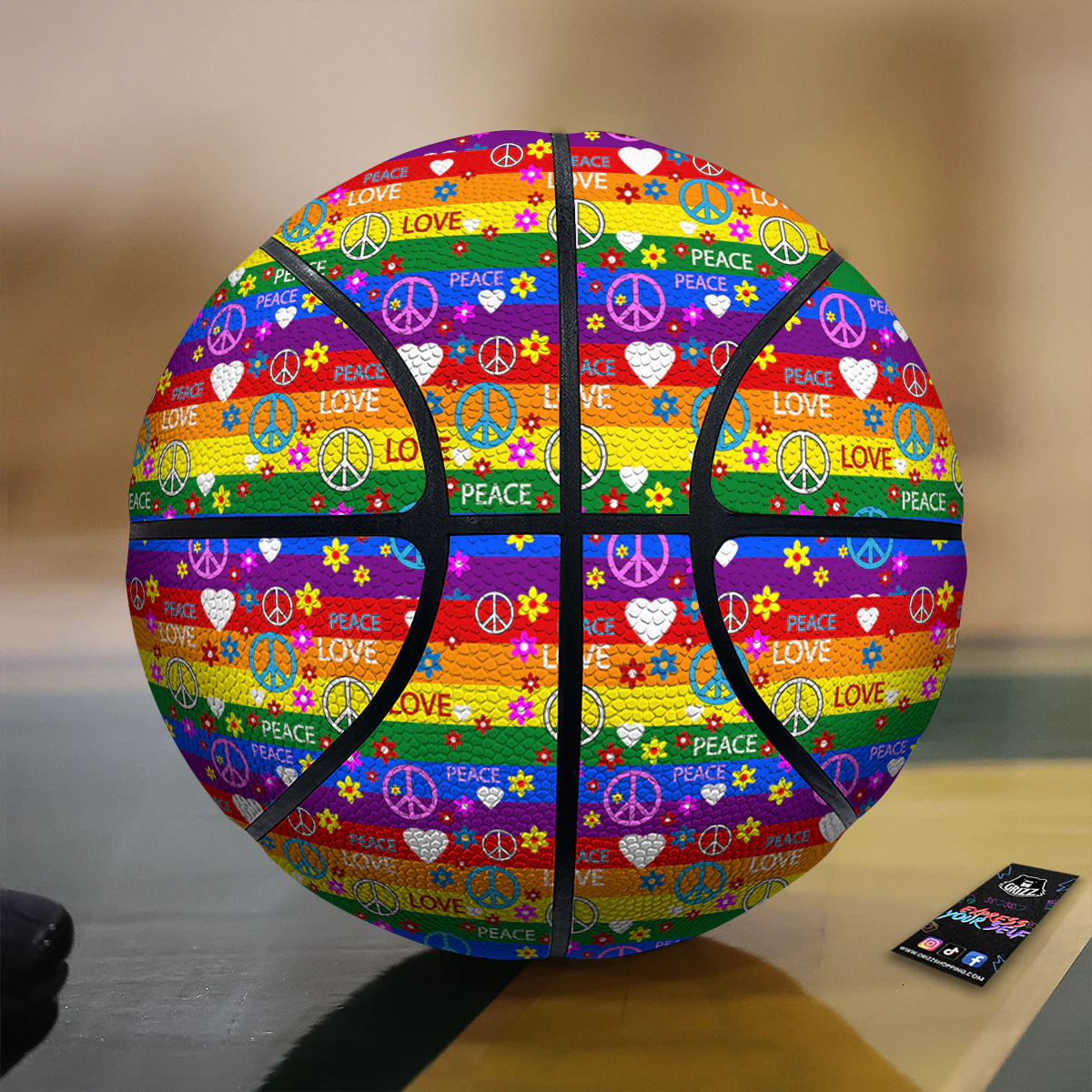 Symbols Of The Hippie And Rainbow Print Basketball