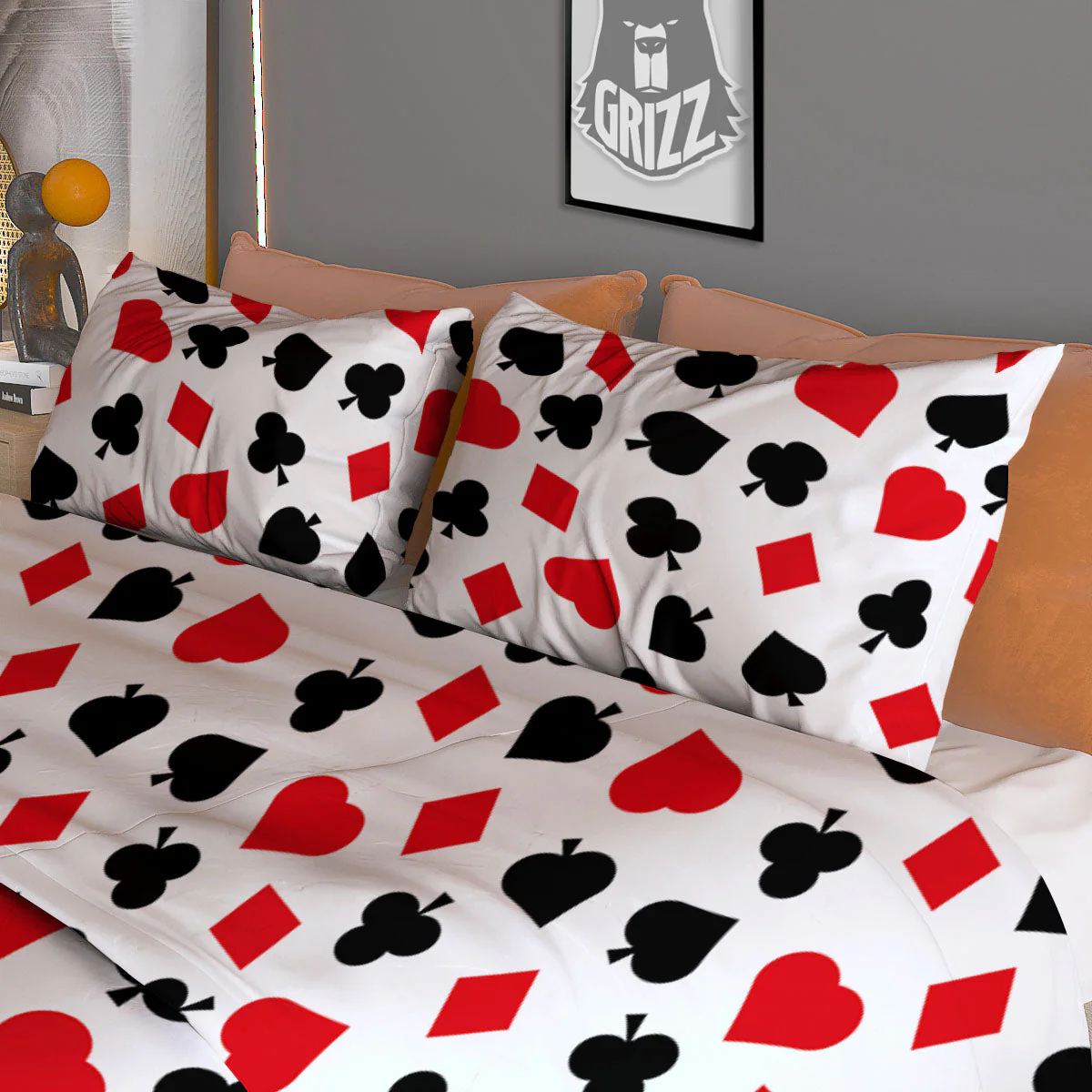 Symbols Playing Card Print Pattern Duvet Cover Bedding Set - Image 3