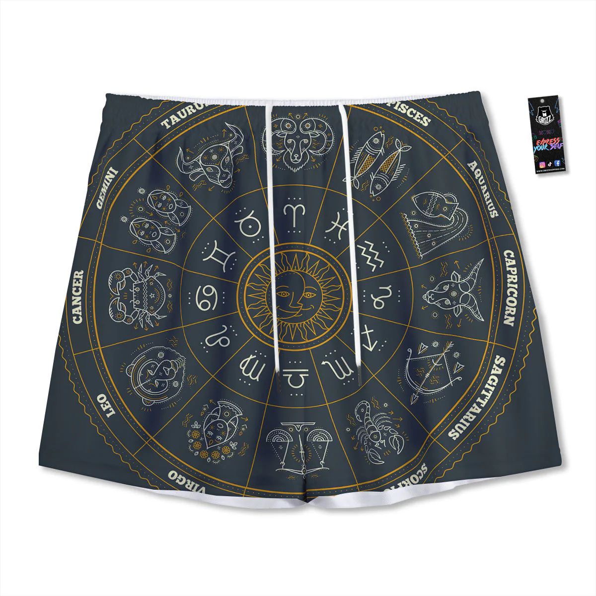 Symbols Zodiac Astrology Print Mesh Shorts