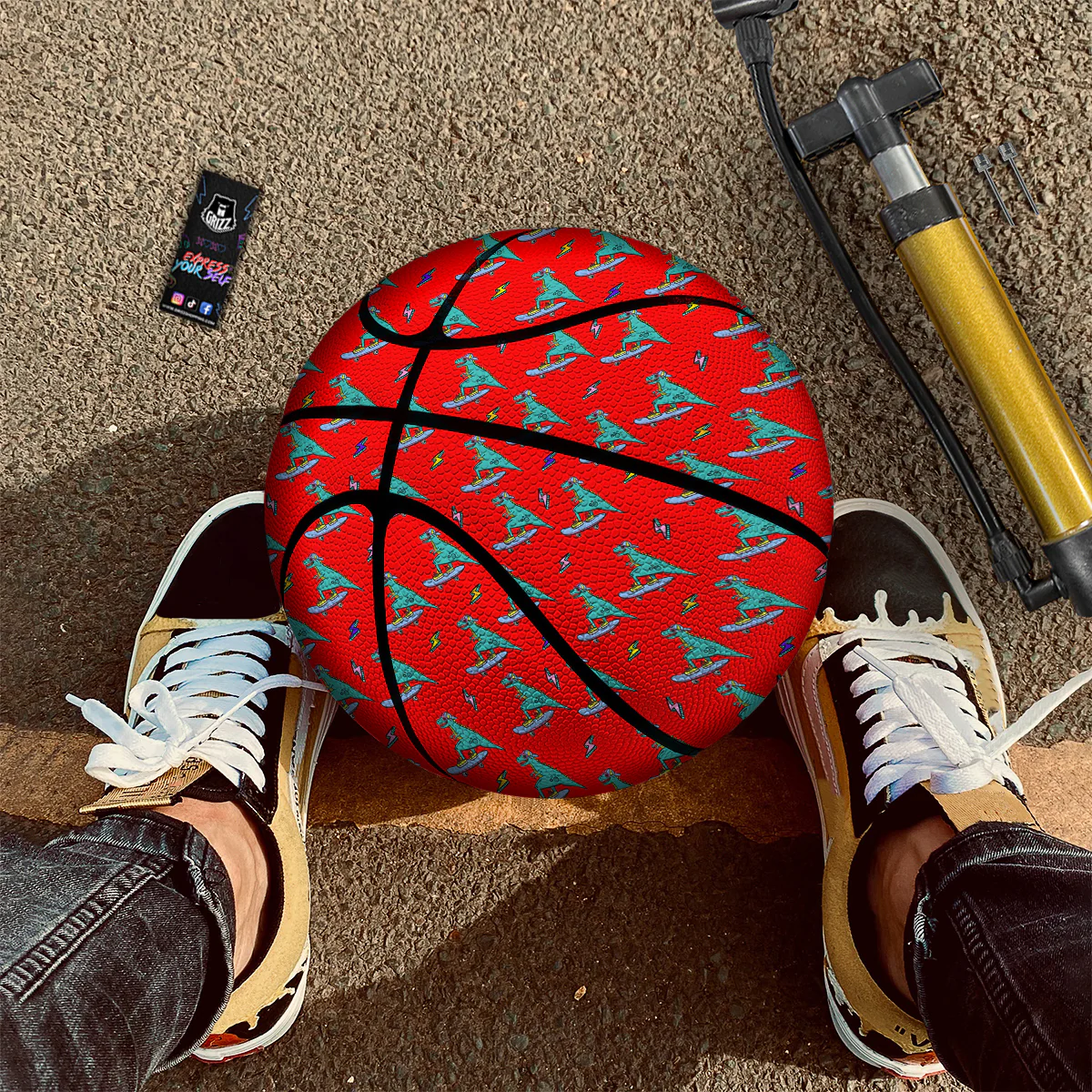 T-Rex Cute Dino Print Pattern Basketball - Image 2